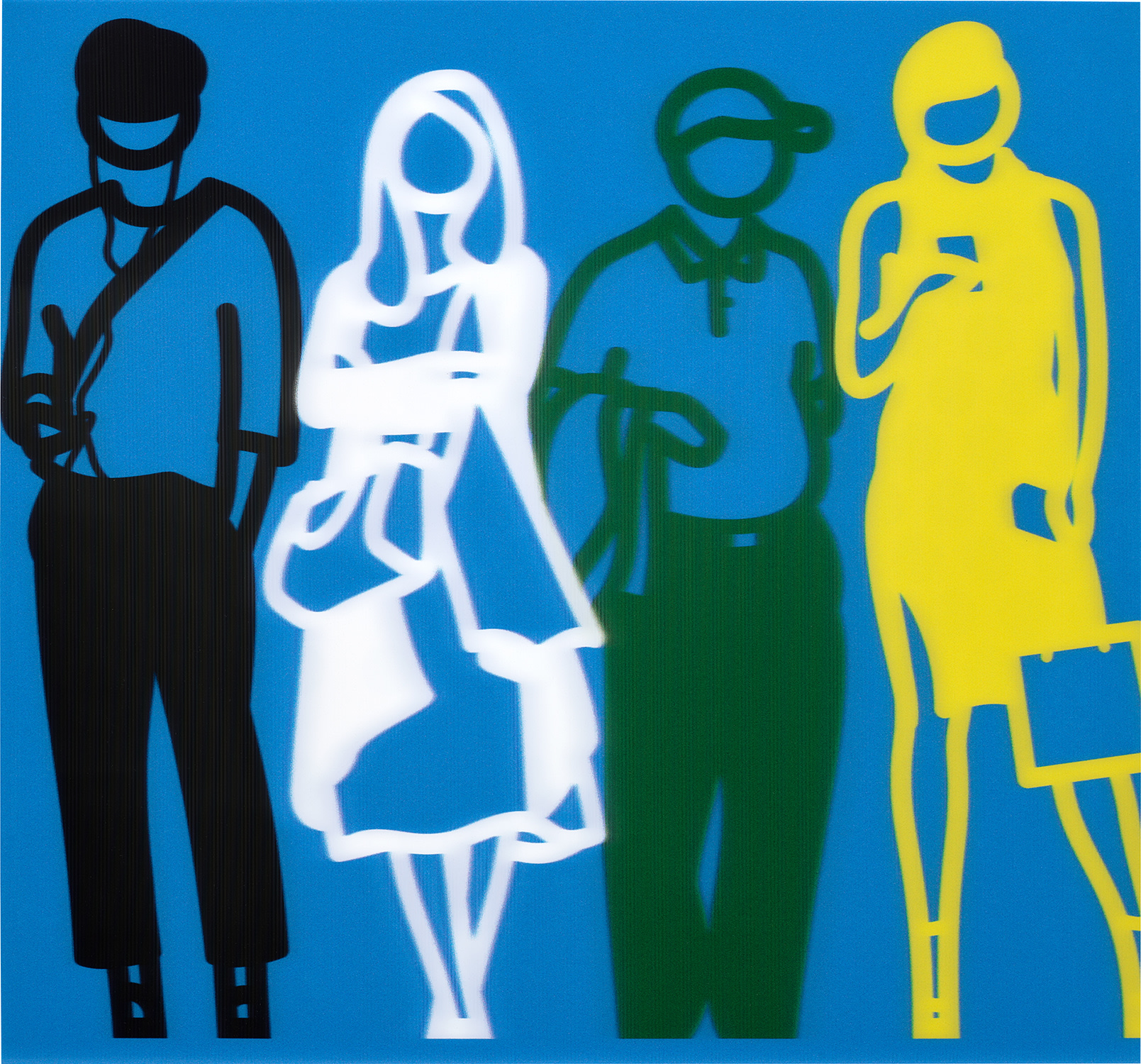 Julian Opie - Black White Green Yellow, from Standing People