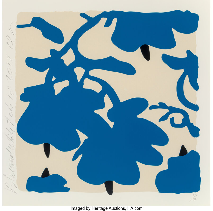 Donald Sultan - Lantern Flowers (Blue and White)