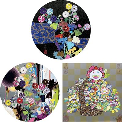 Takashi Murakami - [set of 3] Kyoto Kōrin Mononoke Flower/ Kōrin's Flowers and Abstract Imagery/ A Bouquet in a Basket