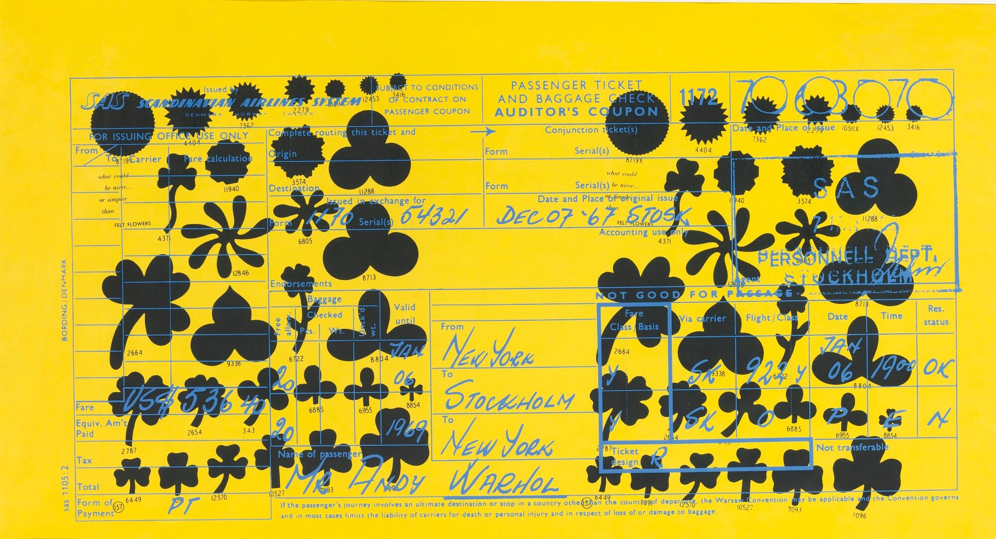 Andy Warhol - SAS Passenger Ticket