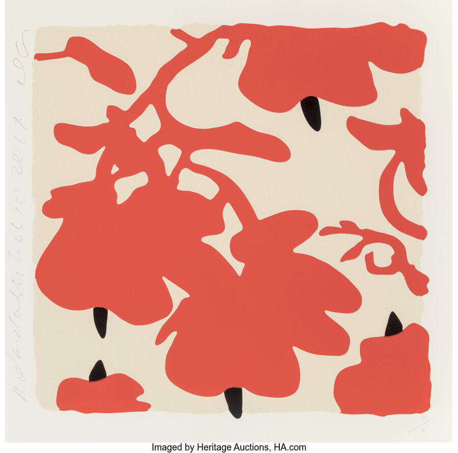 Donald Sultan - Lantern Flowers (Red and White