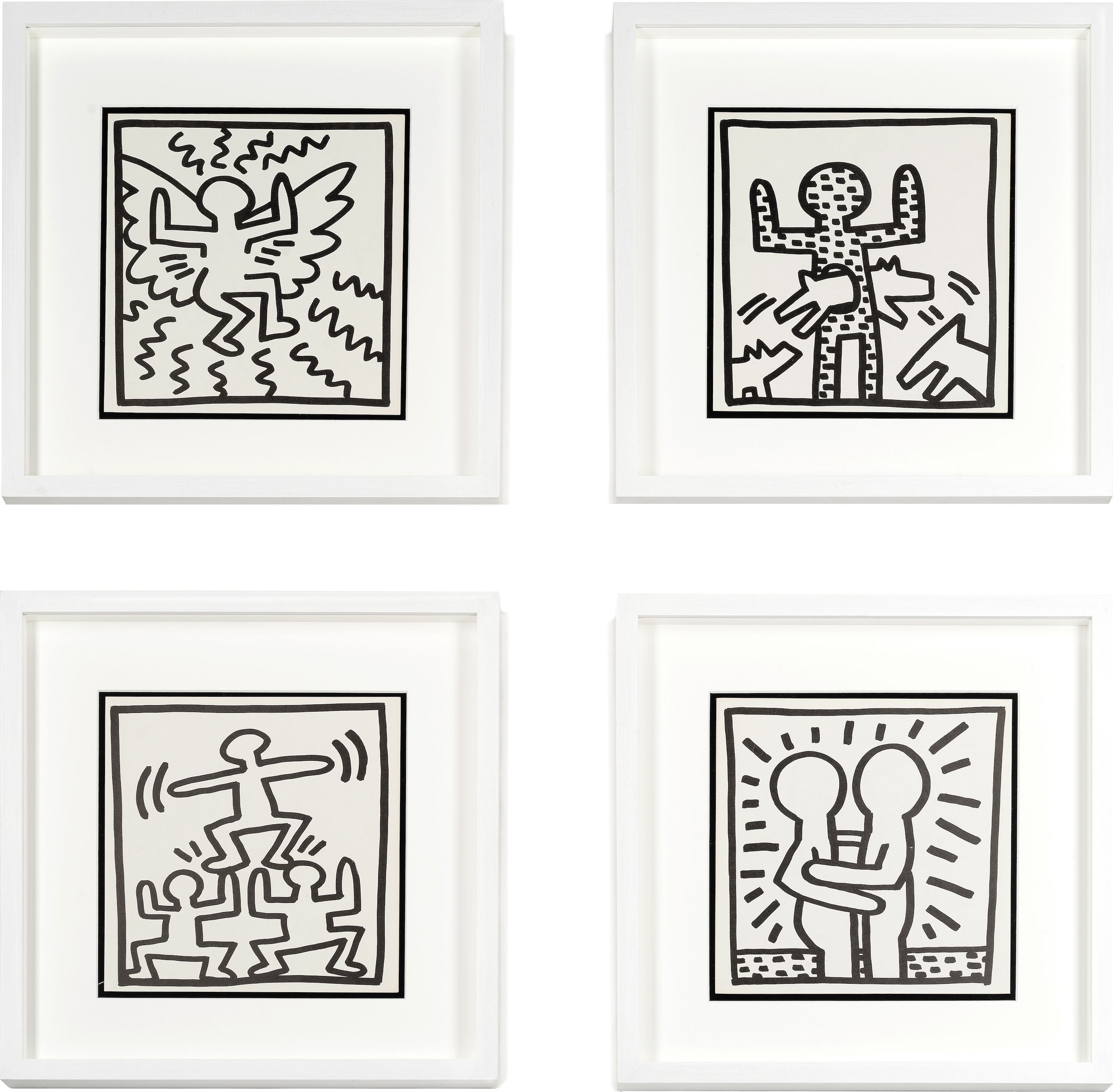 Keith Haring - Flying Angel; Leaping Dog; Pyramid; Embrace