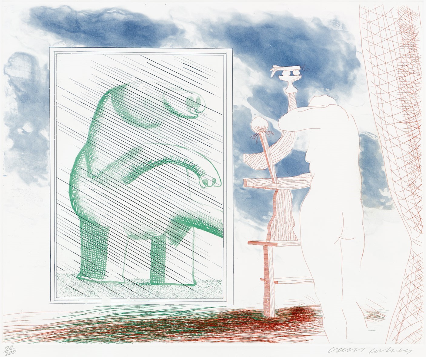 David Hockney - A Picture of Ourselves, plate 12 from The Blue Guitar (S.A.C. 210, M.C.A.T. 189)