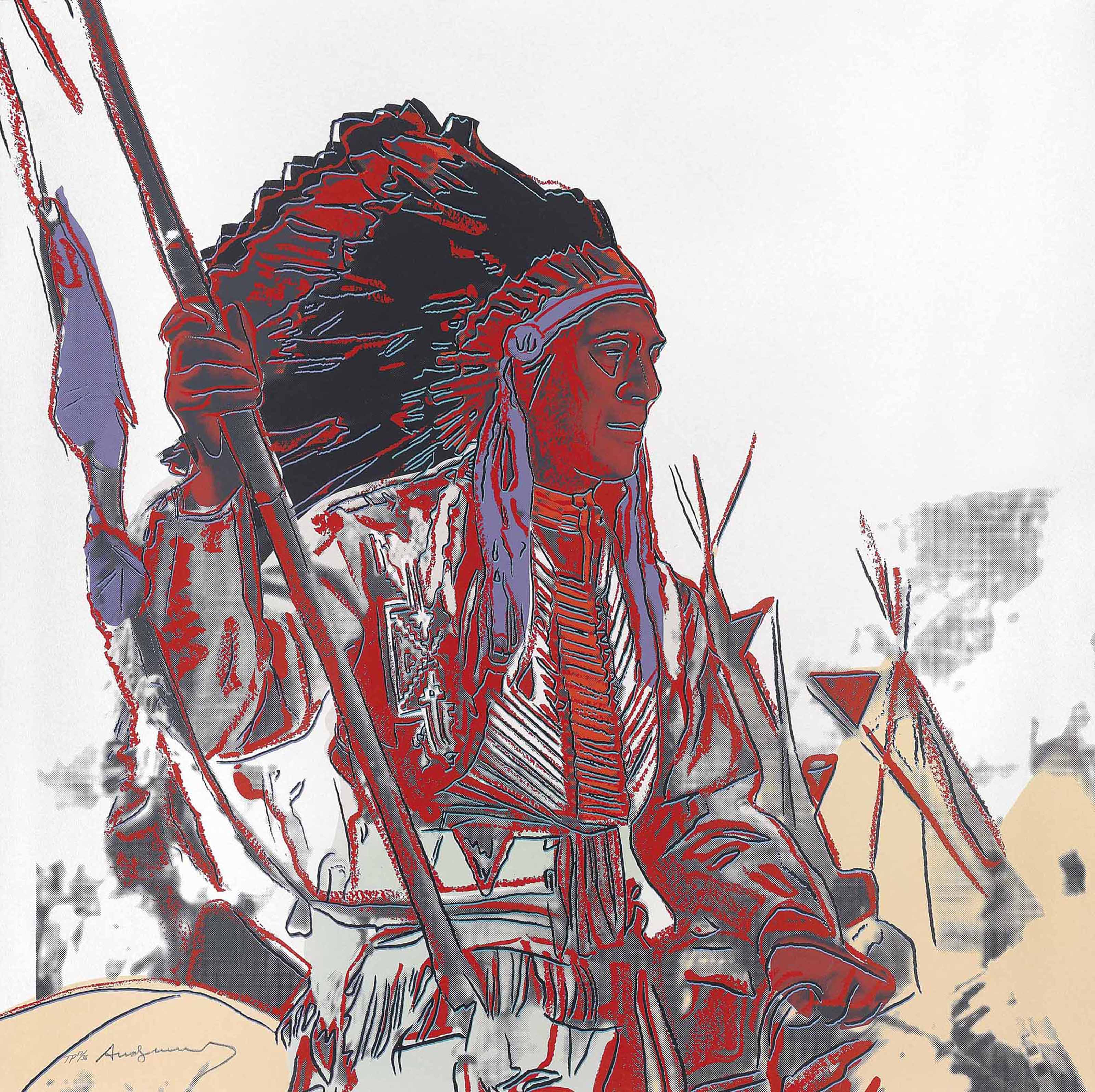 Andy Warhol - War Bonnet Indian, from: Cowboys and Indians