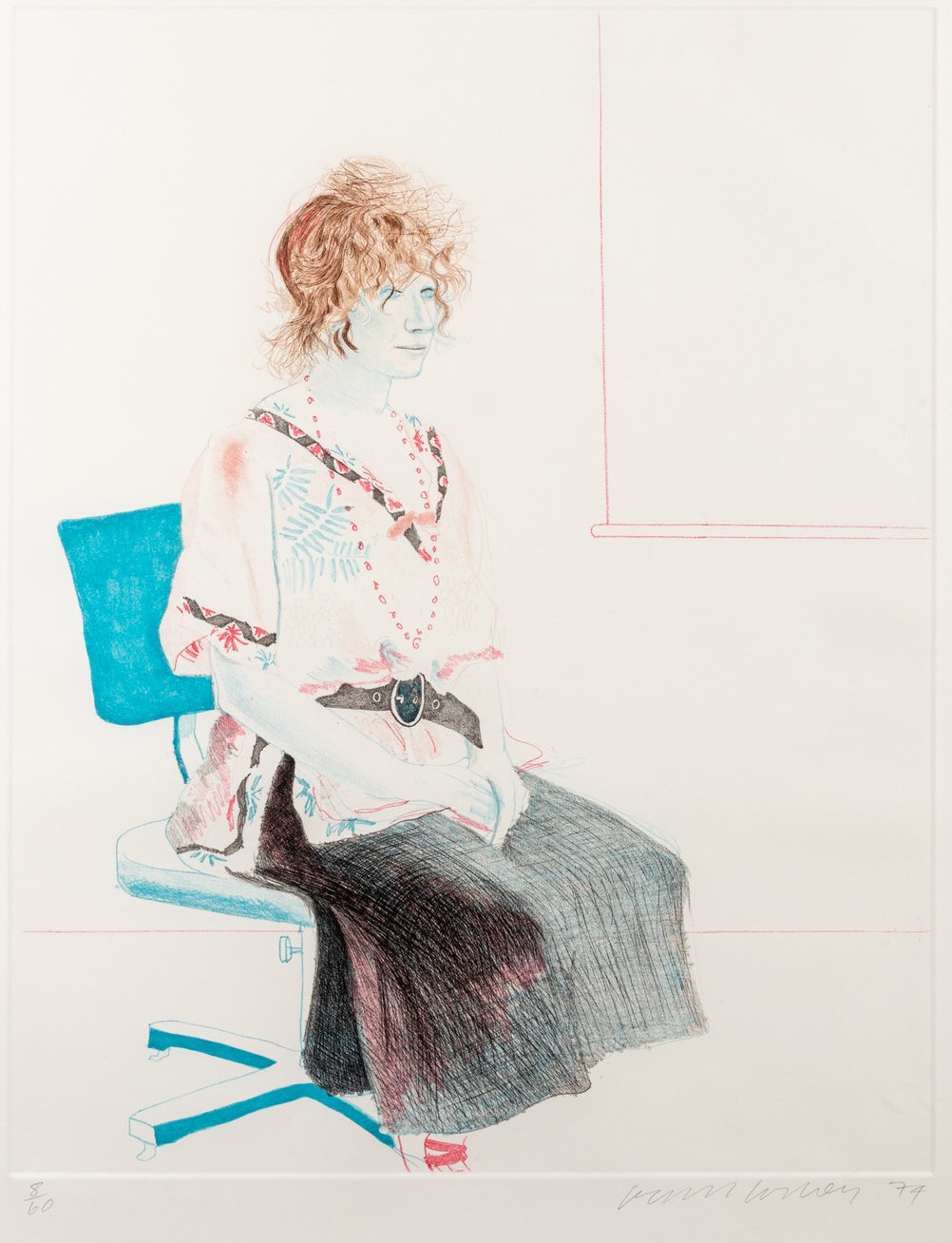 David Hockney - Celia Seated on an Office Chair