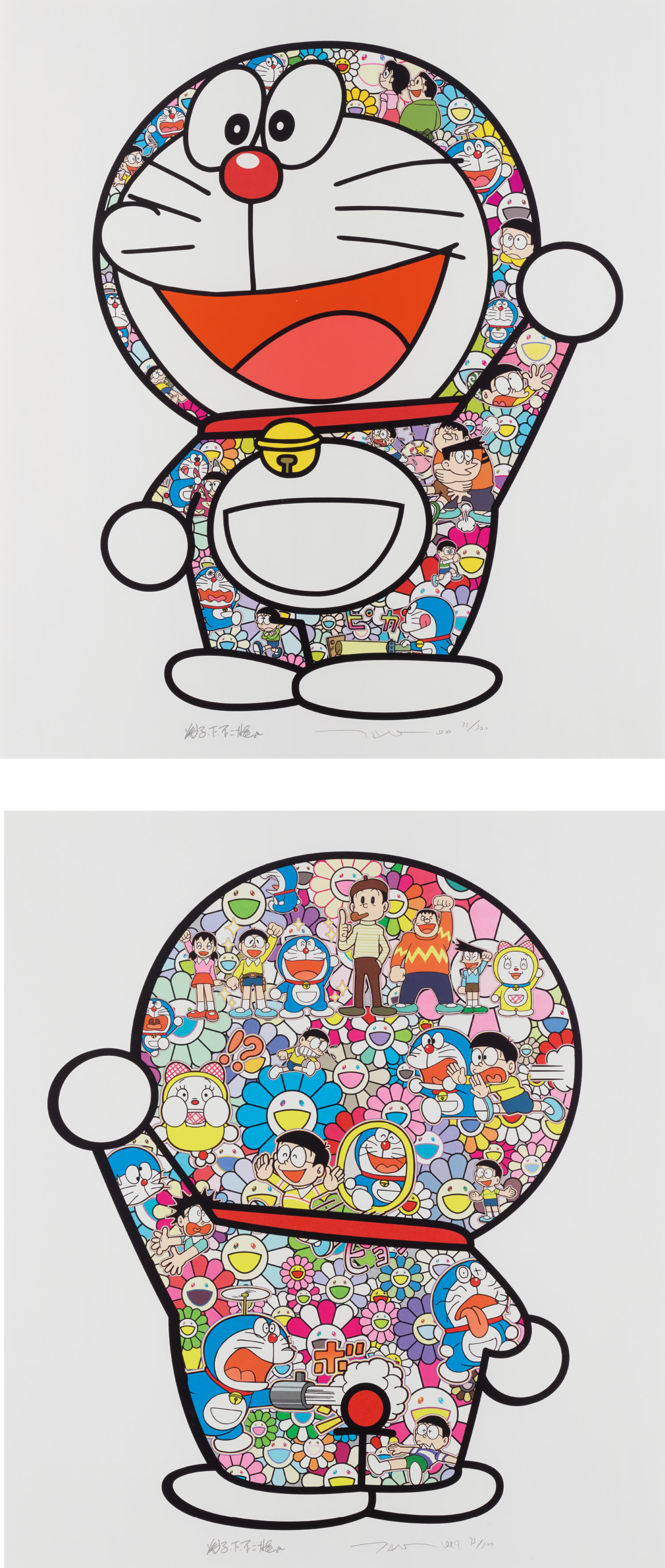 Takashi Murakami - Doraemon: Hip Hip Hurrah!; and M. Fujiko, F. Fujio and Doraemon Are In The Field of Flowers