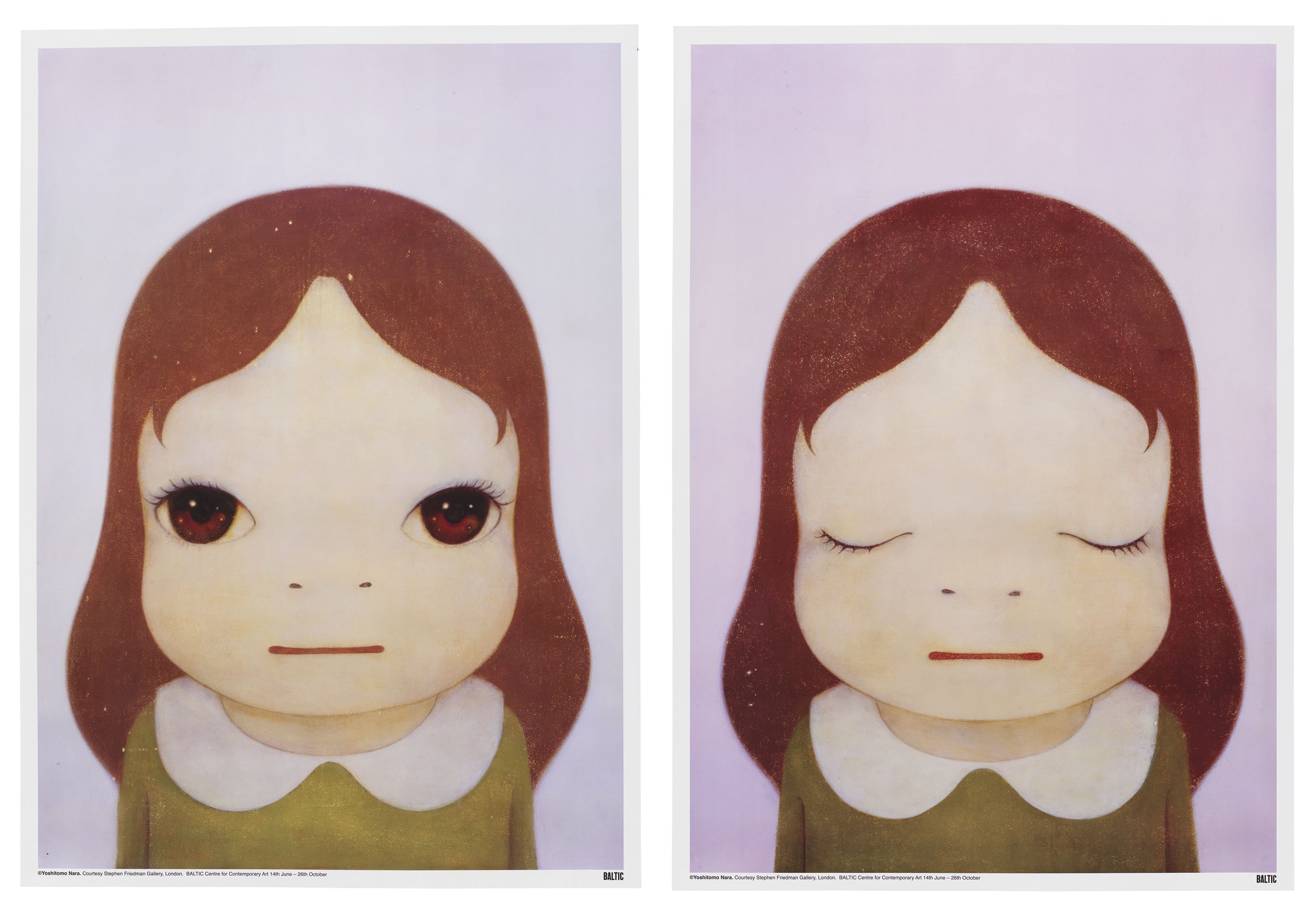 Yoshitomo Nara - Cosmic Girls: Eyes Opened / Eyes Closed (two works)