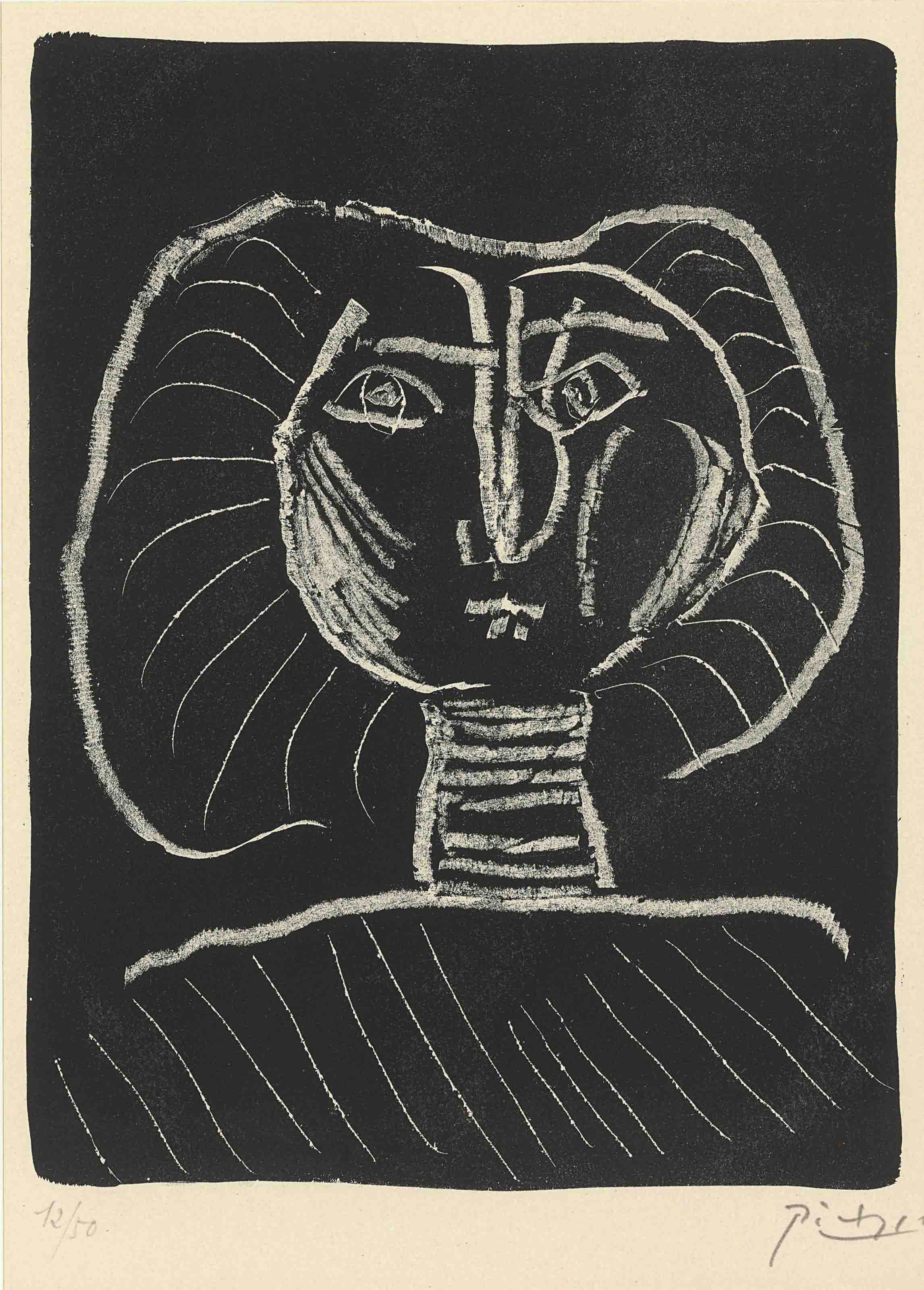 Pablo Picasso - Tête de Femme sur Fond noir