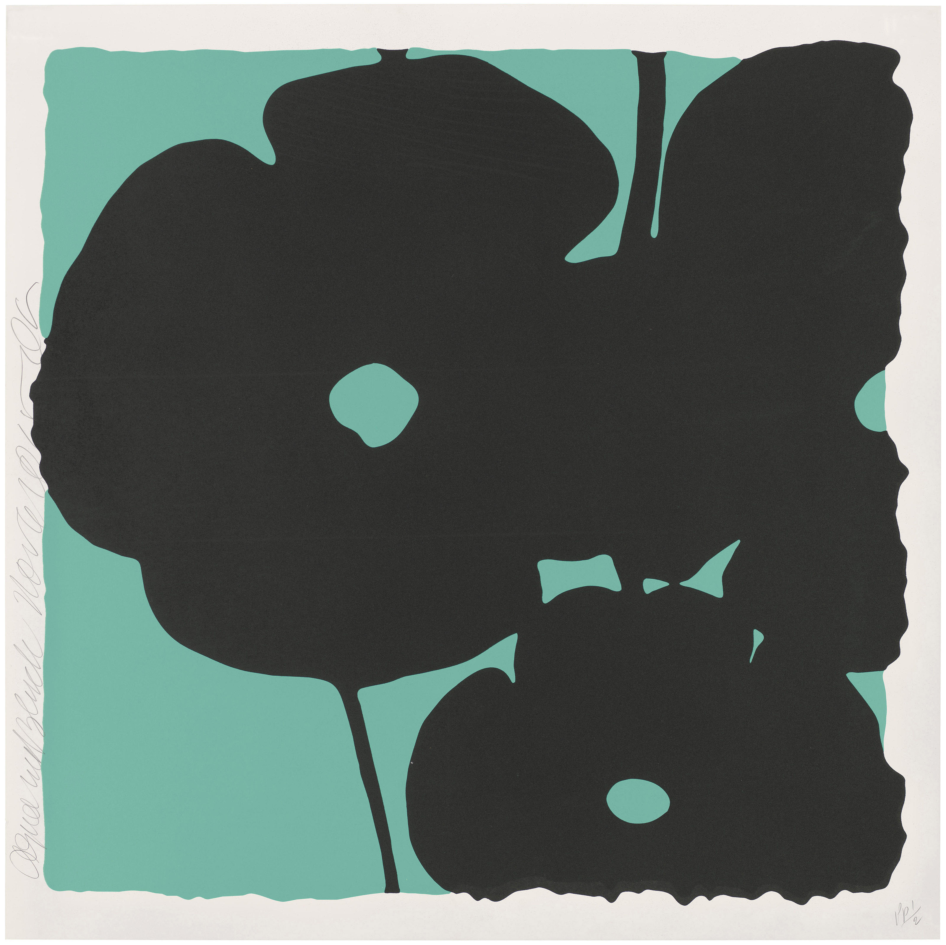 Donald Sultan - Aqua and Black, Nov 6, 2015, from: Reversal Poppies