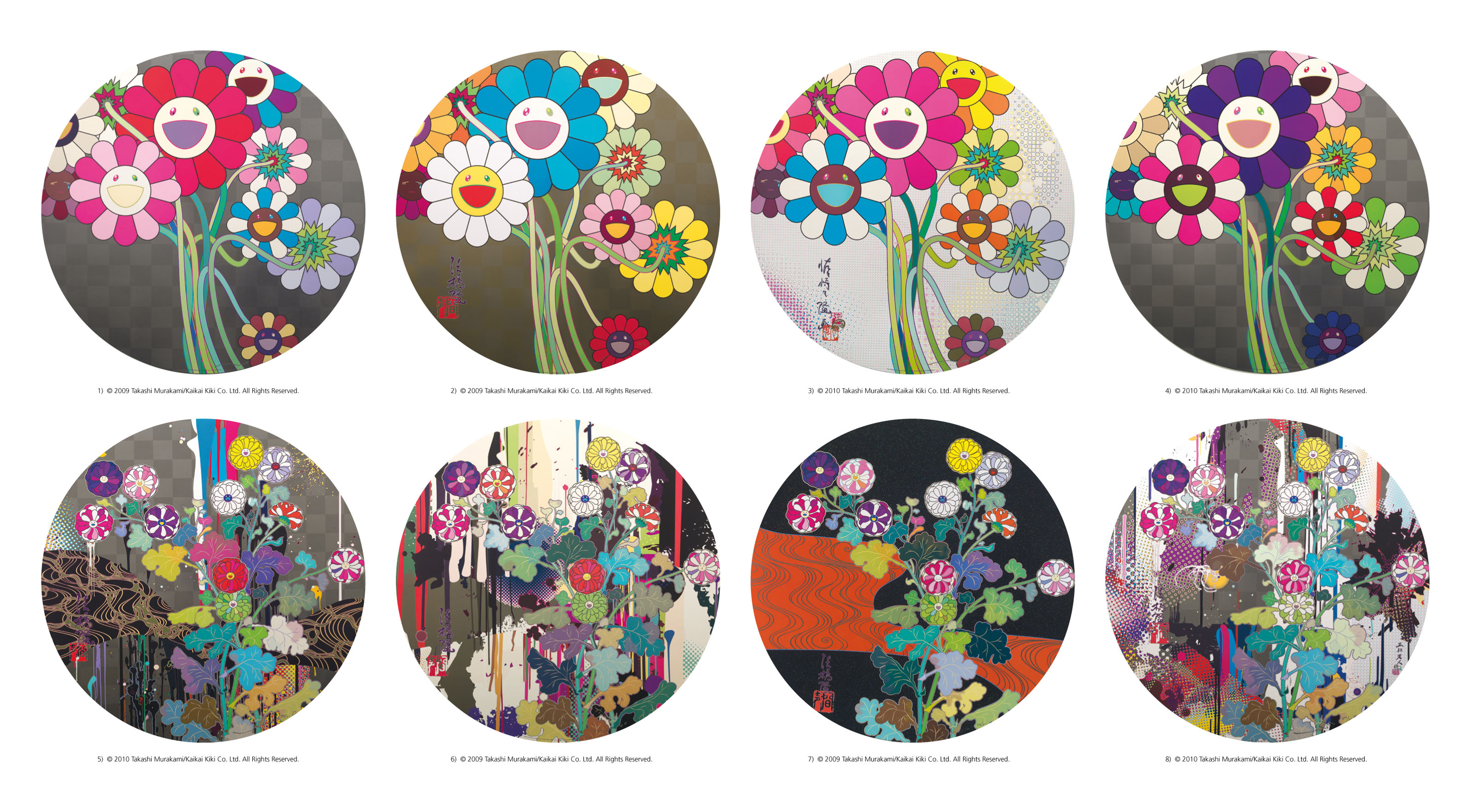 Takashi Murakami - Warhol/Silver; Flowers for Algernon; Even the Digital Realm Has Flowers to Offer!; Purple Flowers in A ...