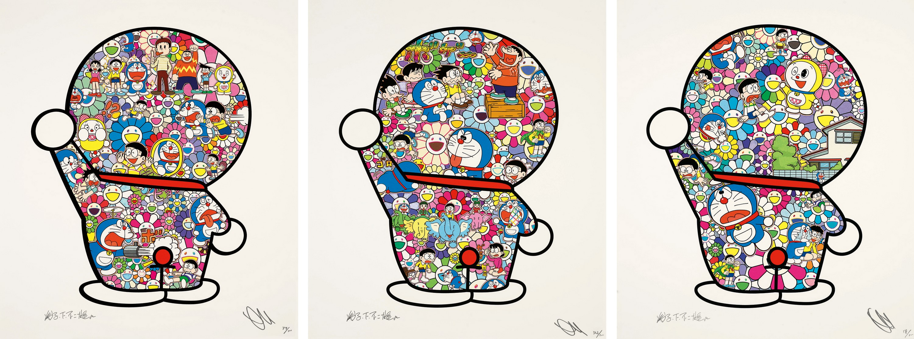 Takashi Murakami - Mr. Fujiko F. Fujio and Doraemon are in the Field of Flowers; Doraemon's Daily Life; Doraemon in the Fi...