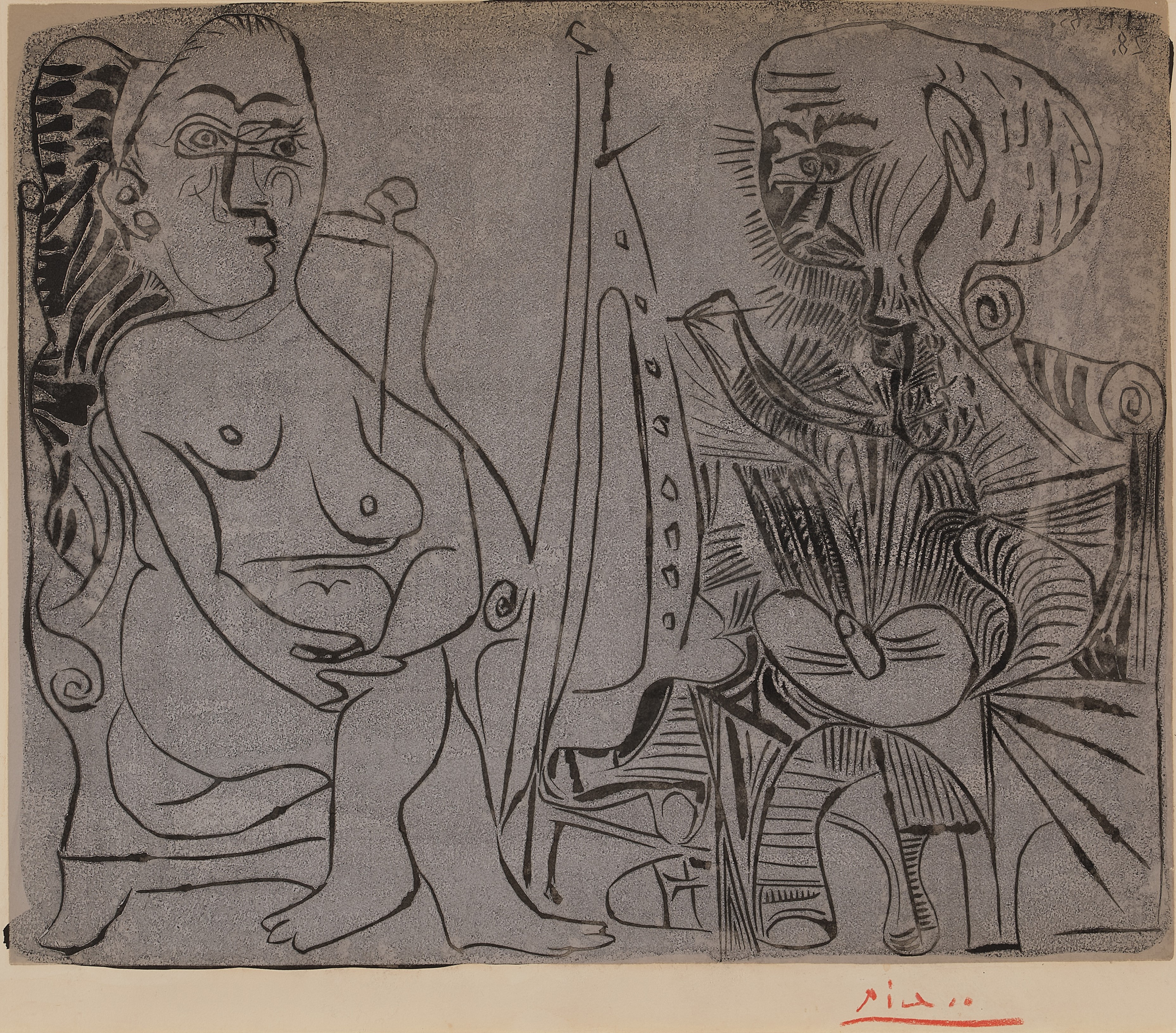 Pablo Picasso - Peintre et modèle au fauteuil