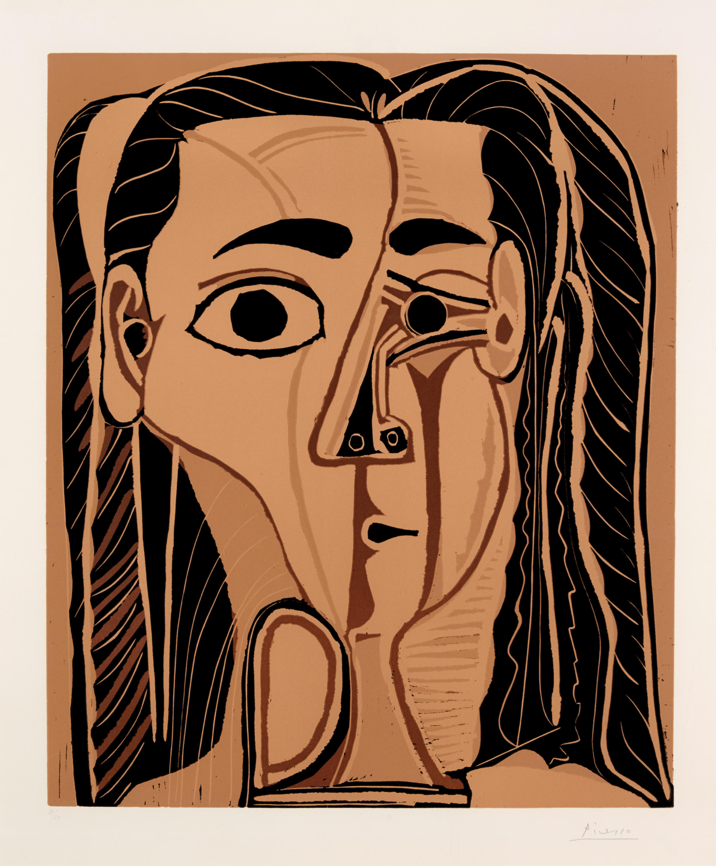 Pablo Picasso - Jacqueline au Bandeau de Face (Grand Tête de Femme)