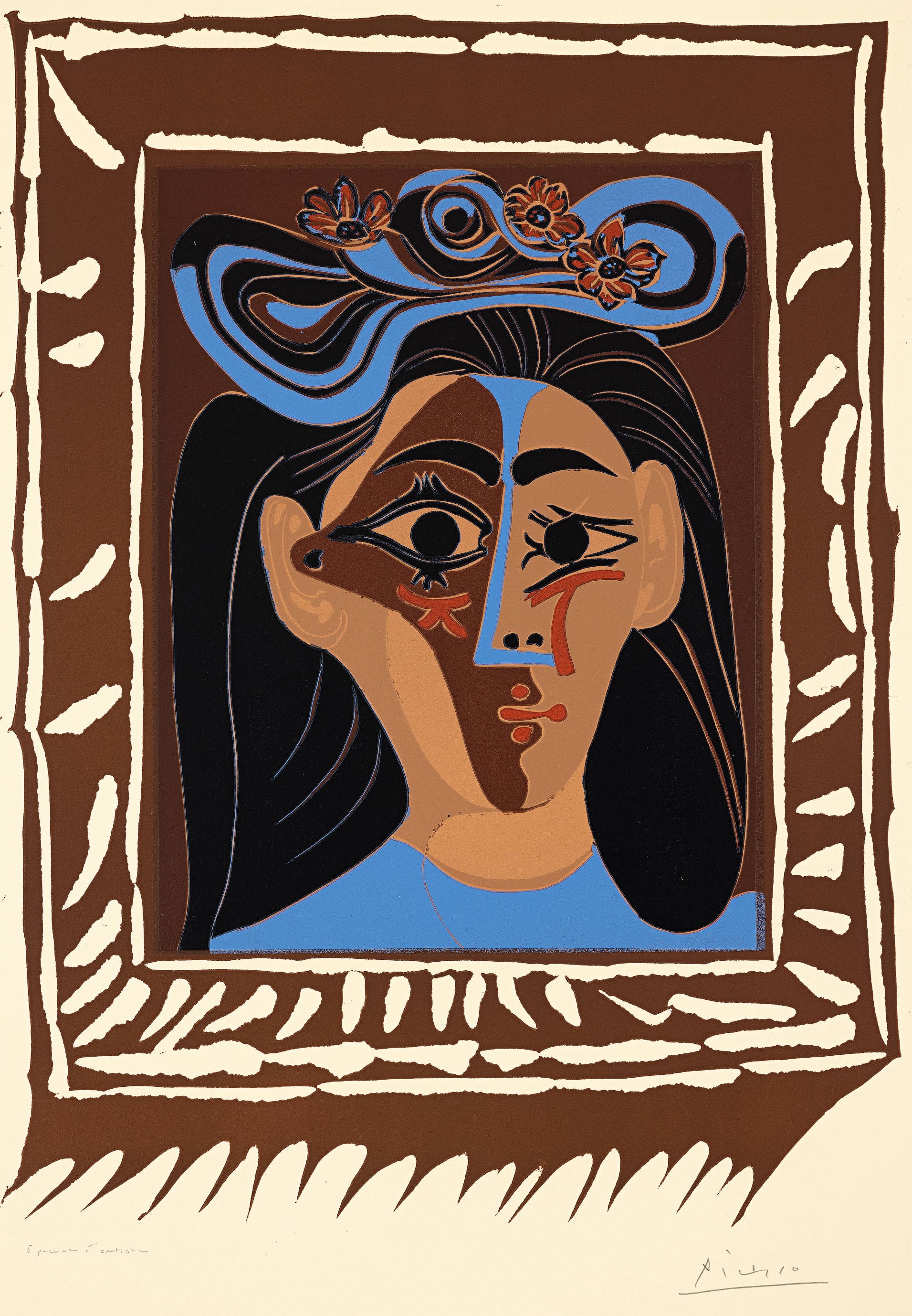 Pablo Picasso - Jacqueline au chapeau à fleurs. II
