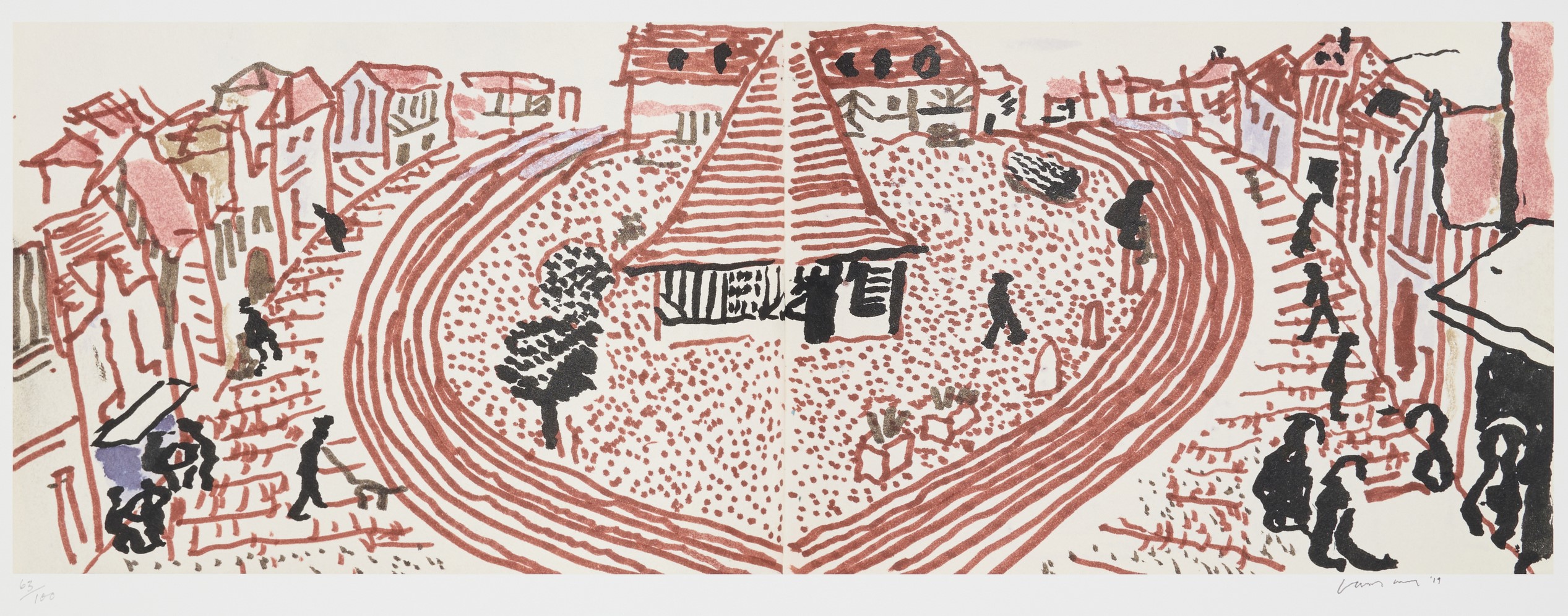 David Hockney - My Second Drawing of Beuvron-en-Auge and 220 for 2020