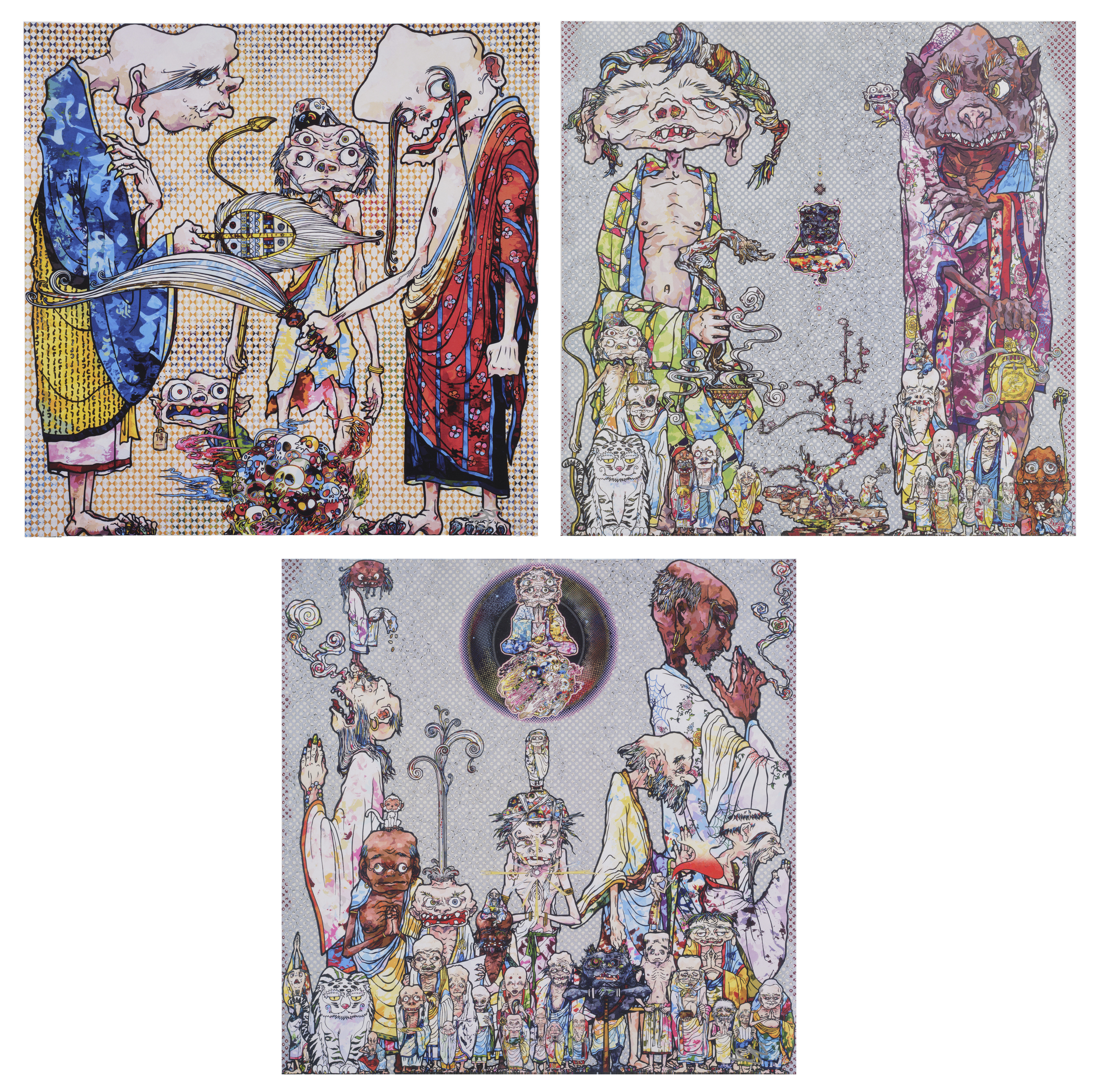 Takashi Murakami - 4 Arhats, One With Four Eyes; Behold! Tis the Netherworld; and Phantasma