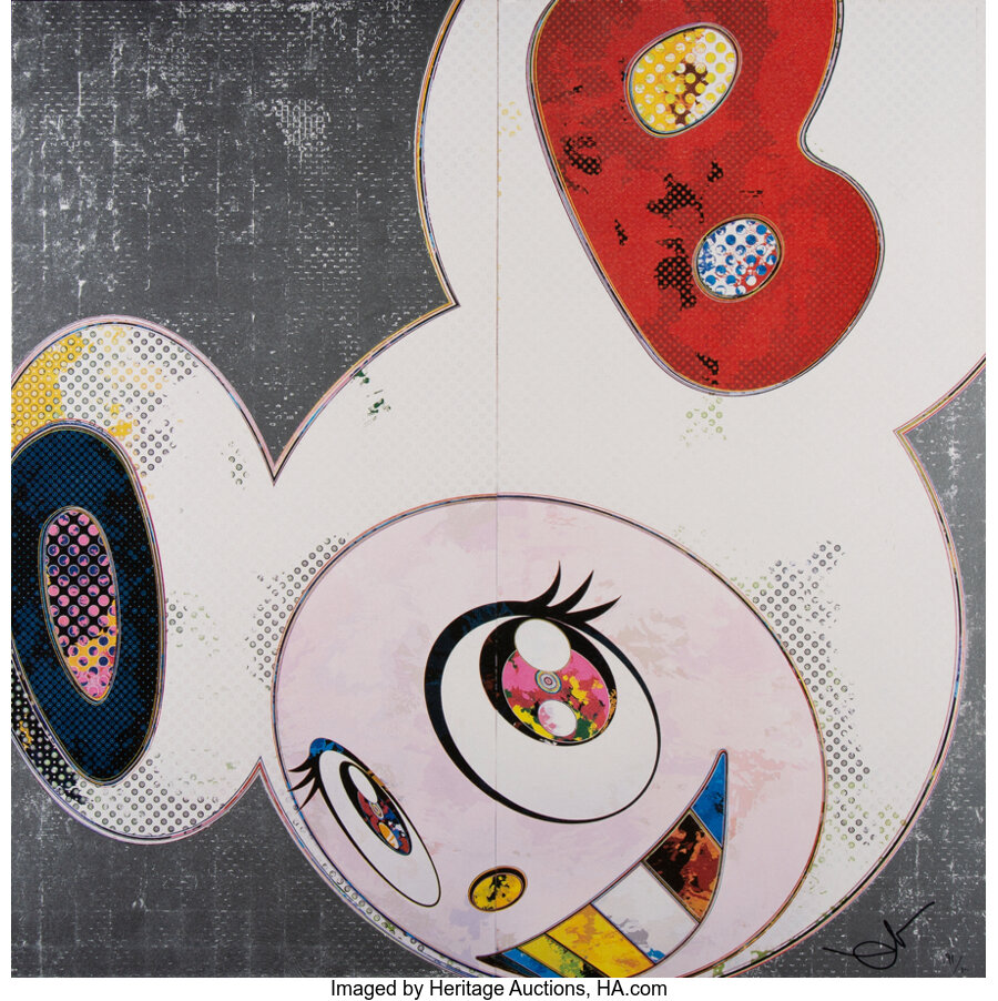Takashi Murakami - DOB in Pure White Robe (Navy and Vermillion)