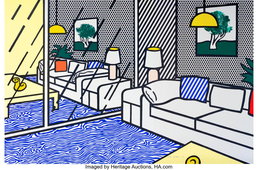 Roy Lichtenstein - Wallpaper with Blue Floor Interior