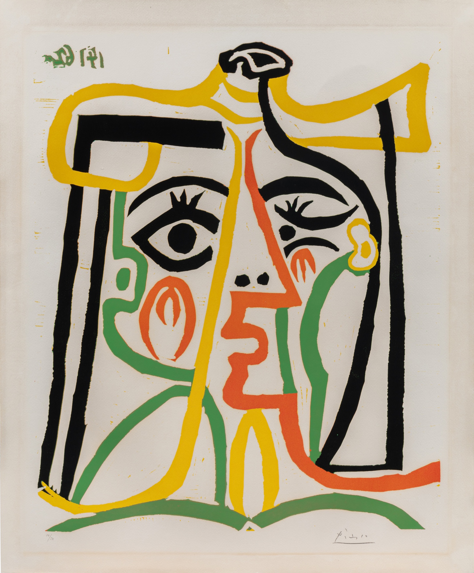 Pablo Picasso - Jacqueline au chapeau de paille (Tête de femme) (B. 1067; Ba. 1279)