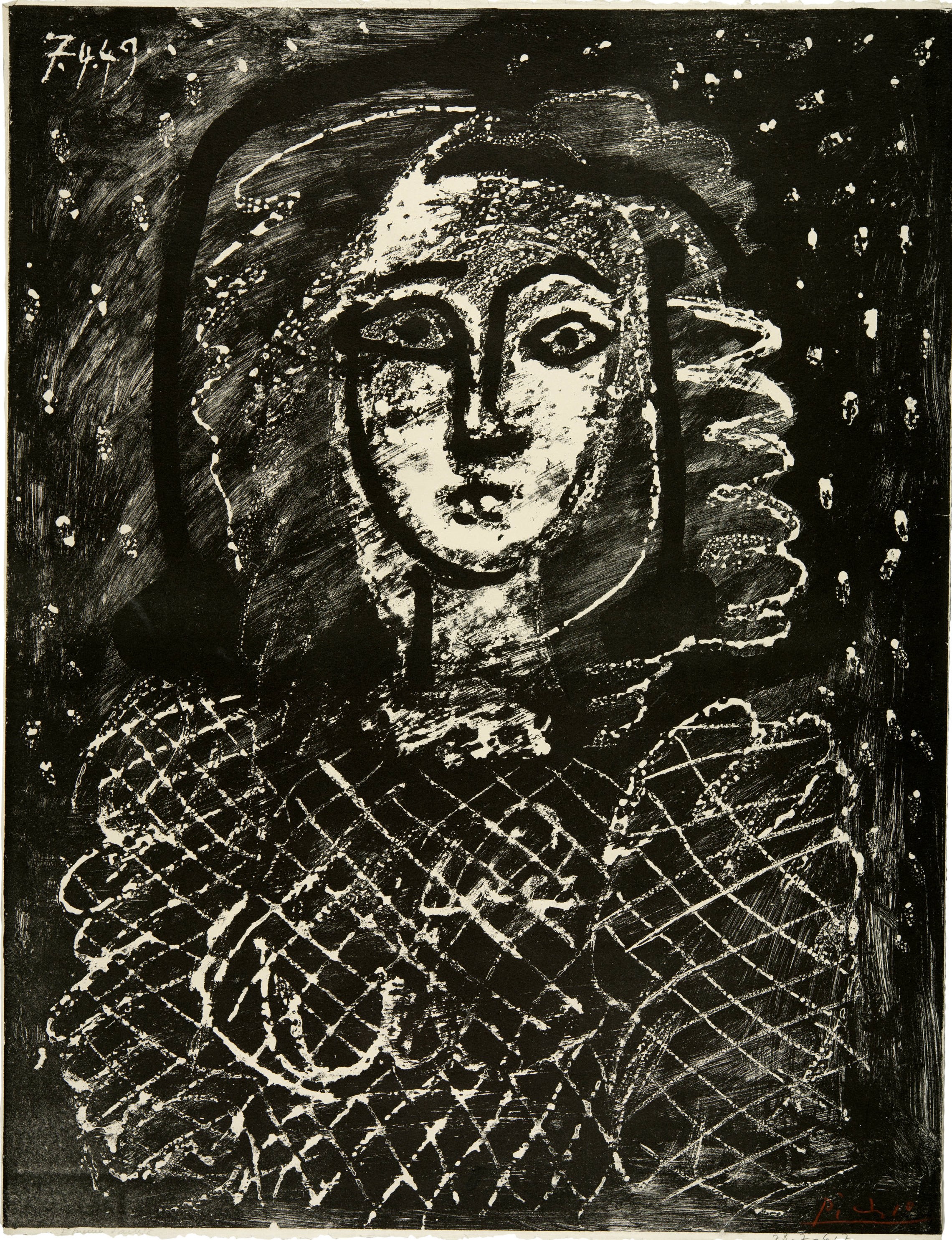 Pablo Picasso - Buste au fond étoilé
