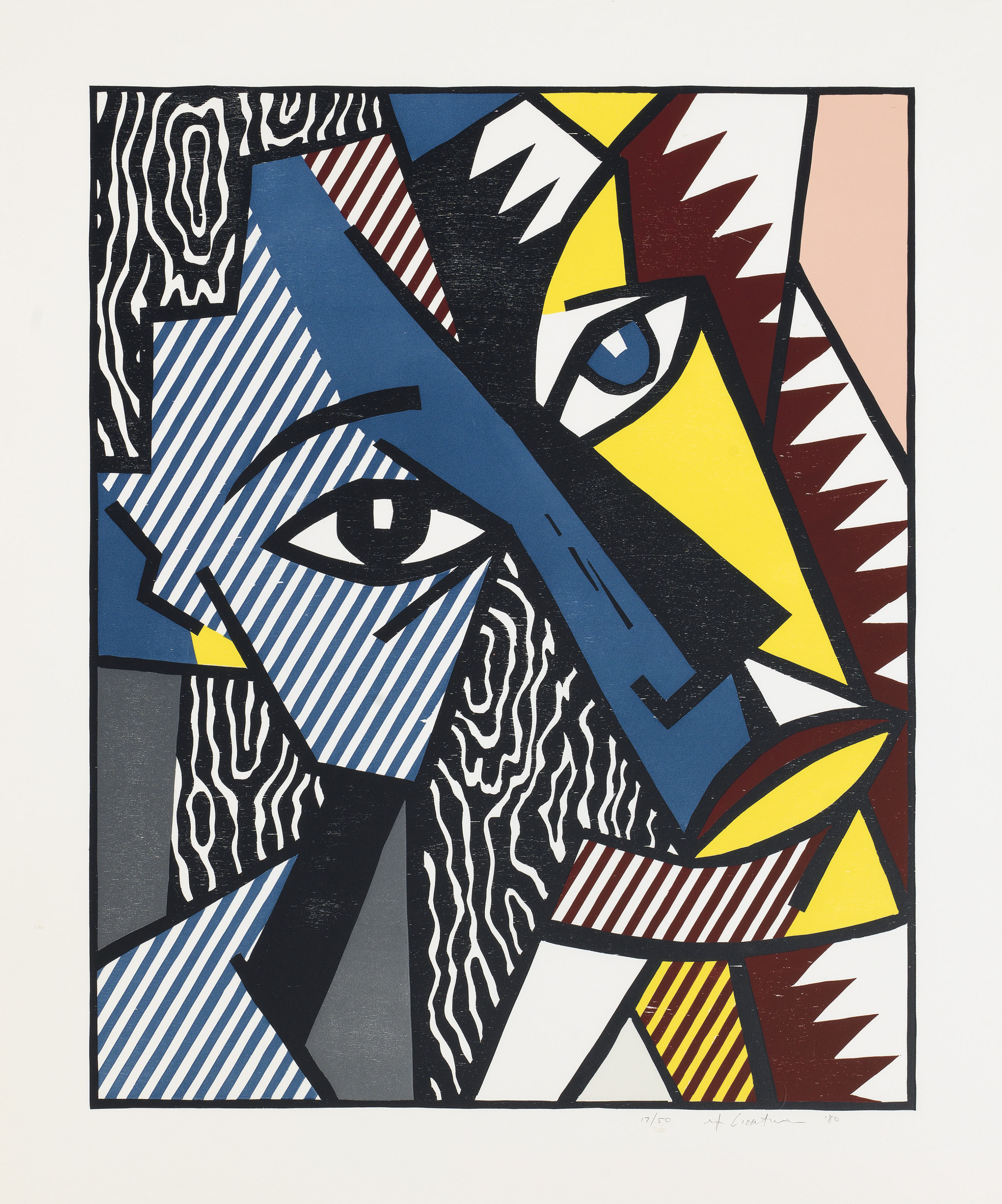 Roy Lichtenstein - Head, from the Expressionist Woodcut Series