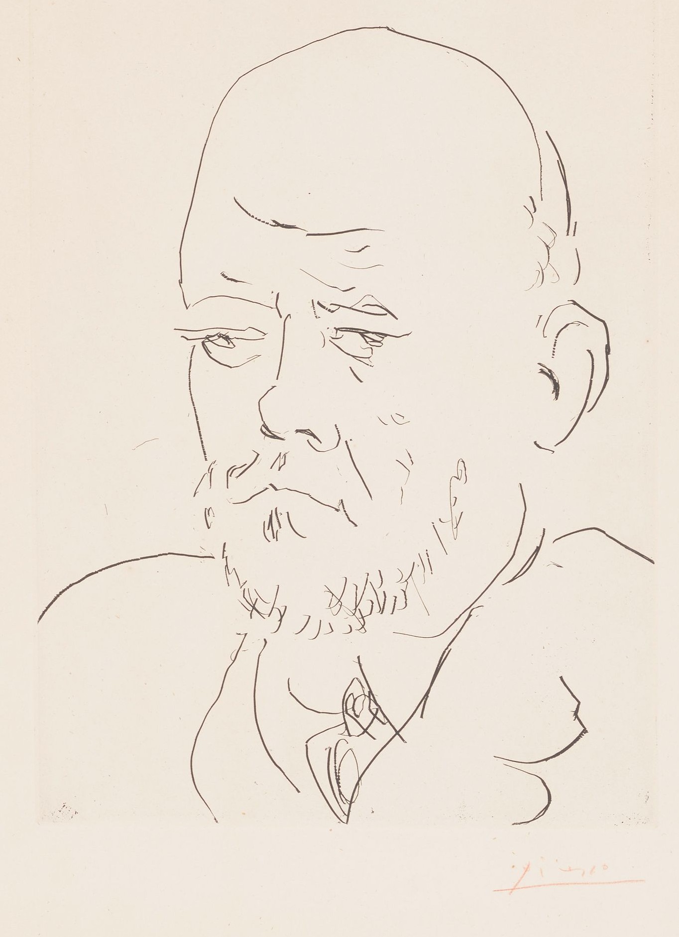 Pablo Picasso - Portrait de Vollard III, pl. 100, from La Suite Vollard (Portrait of Vollard III, pl. 100, from The Vollar...