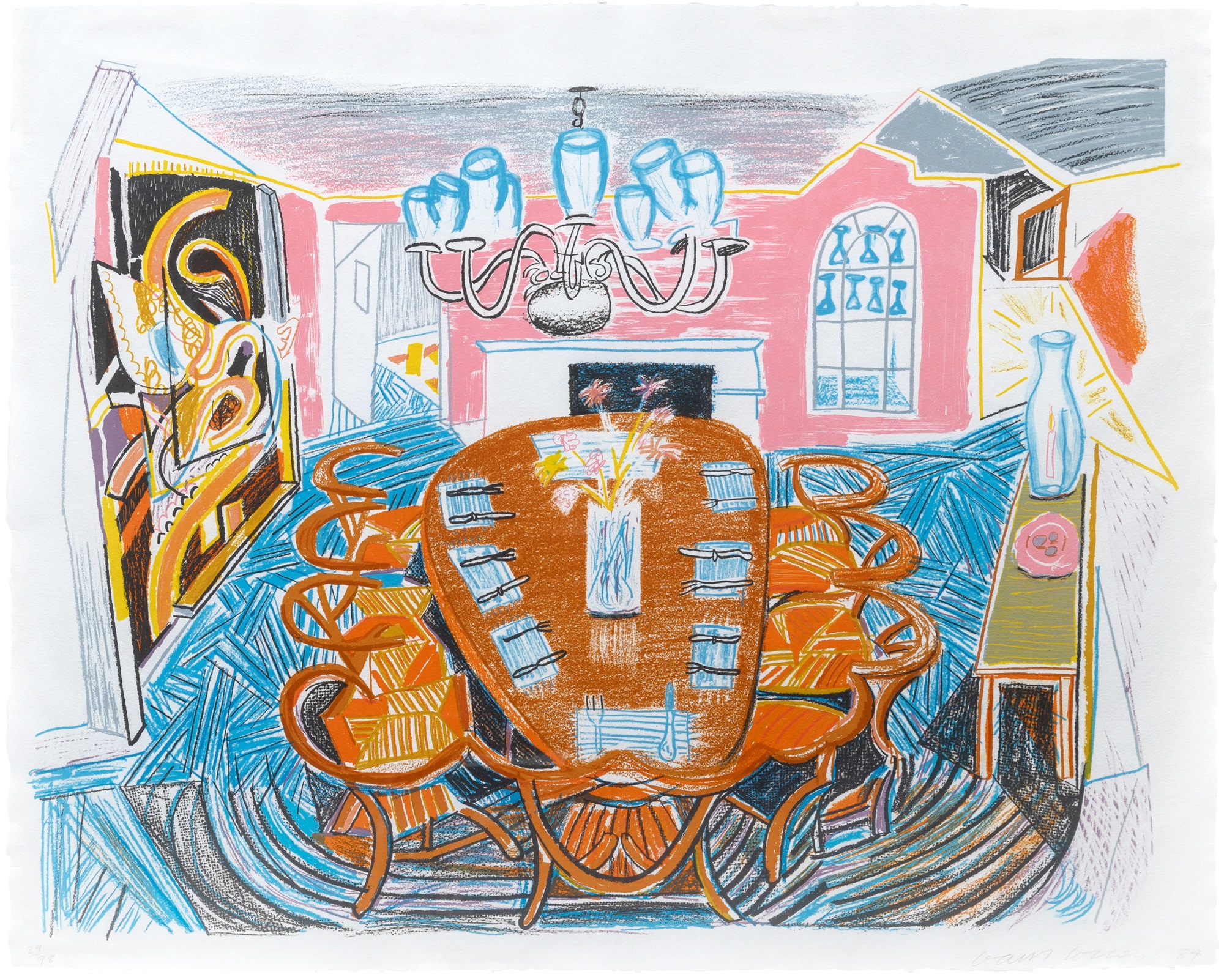 David Hockney - TYLER DINING ROOM (TYLER GRAPHICS 278; M.C.A.T. 261)