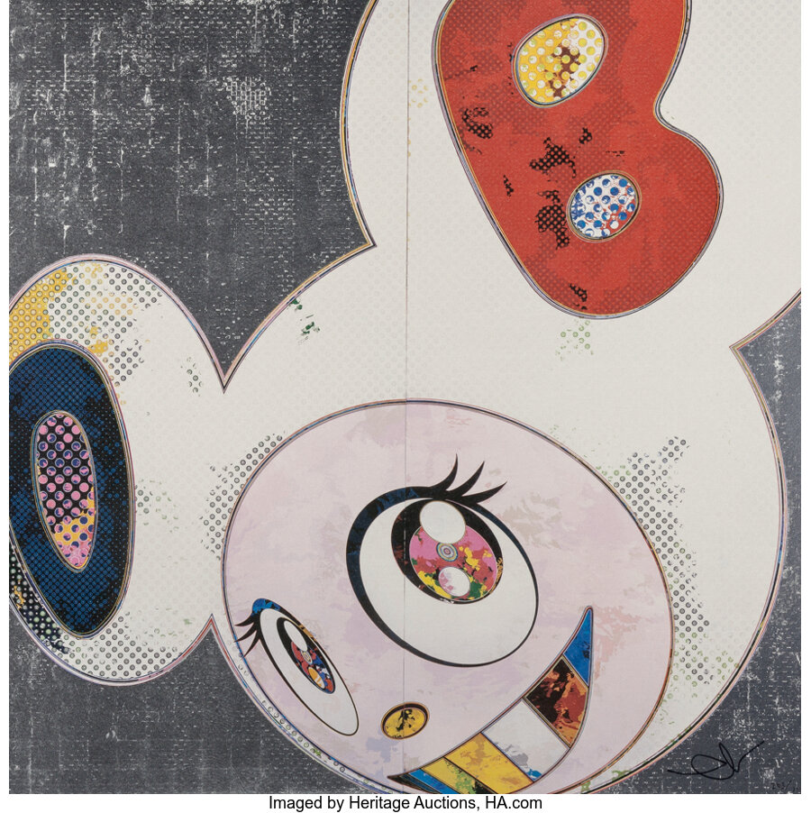 Takashi Murakami - DOB in Pure White Robe (Pink and Blue) and DOB in Pure White Robe (Navy and Vermillion) (two works)
