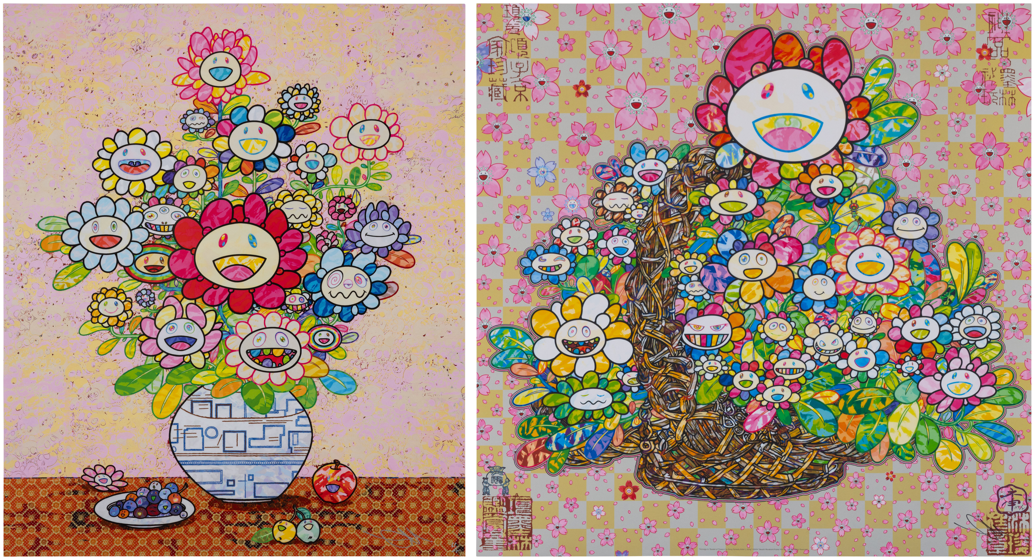 Takashi Murakami - Longing for Zao Wou-Ki's Flower Paintings; and Homage to Basket of Flowers by Song Dynasty Artist Li Song