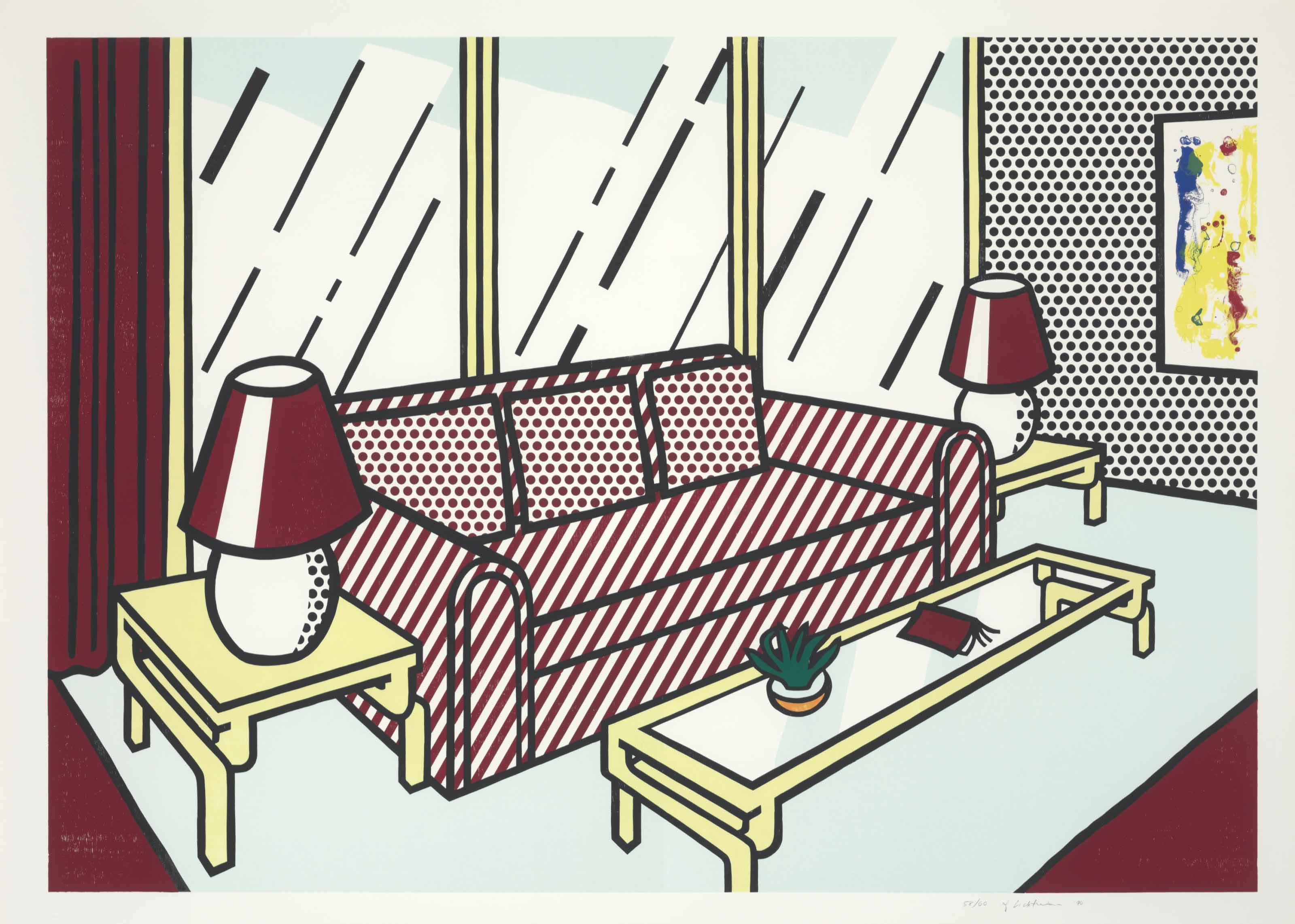 Roy Lichtenstein - Red Lamps, from Interior Series