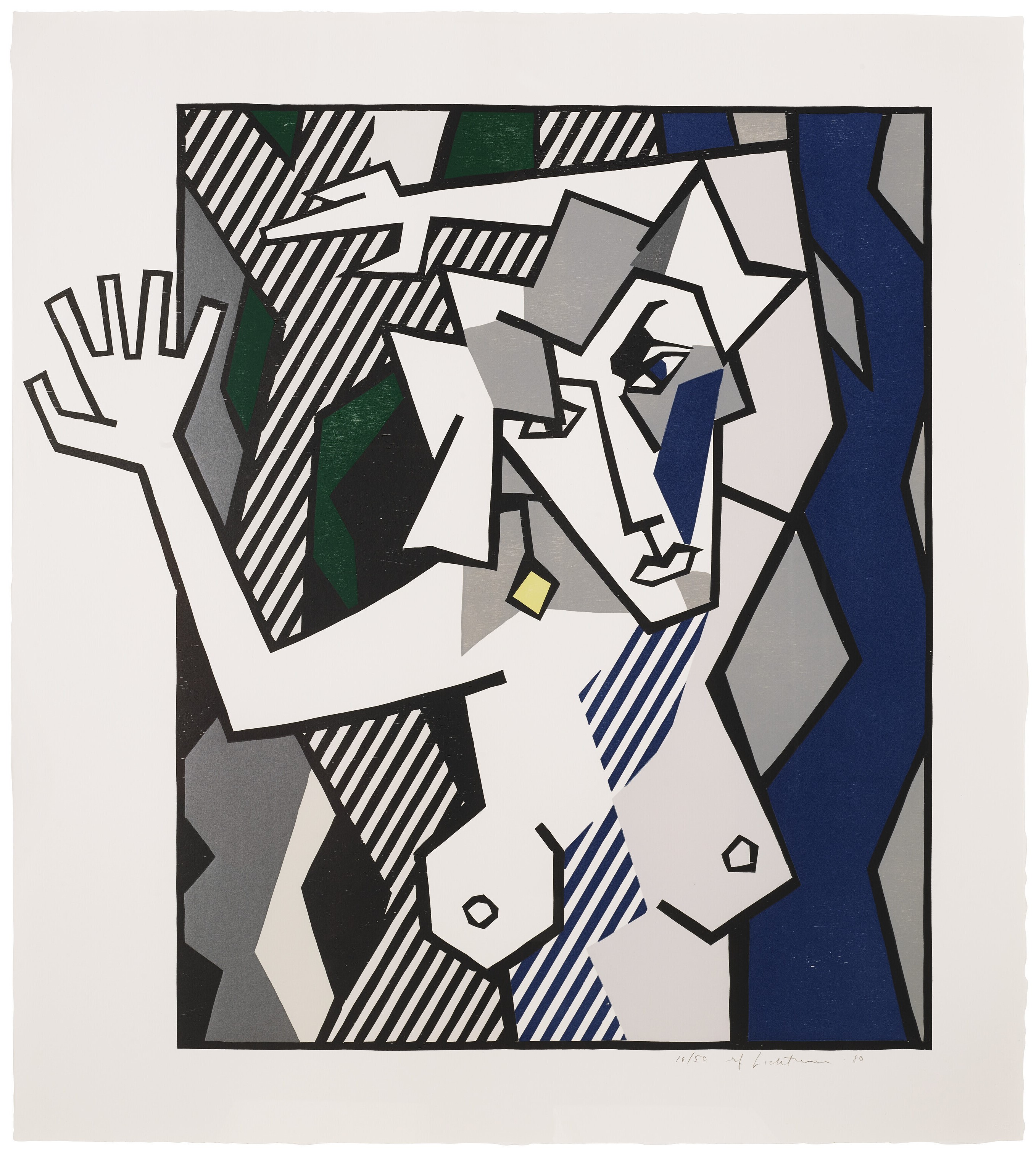Roy Lichtenstein - Nude in the Woods, from Expressionist Woodcut Series