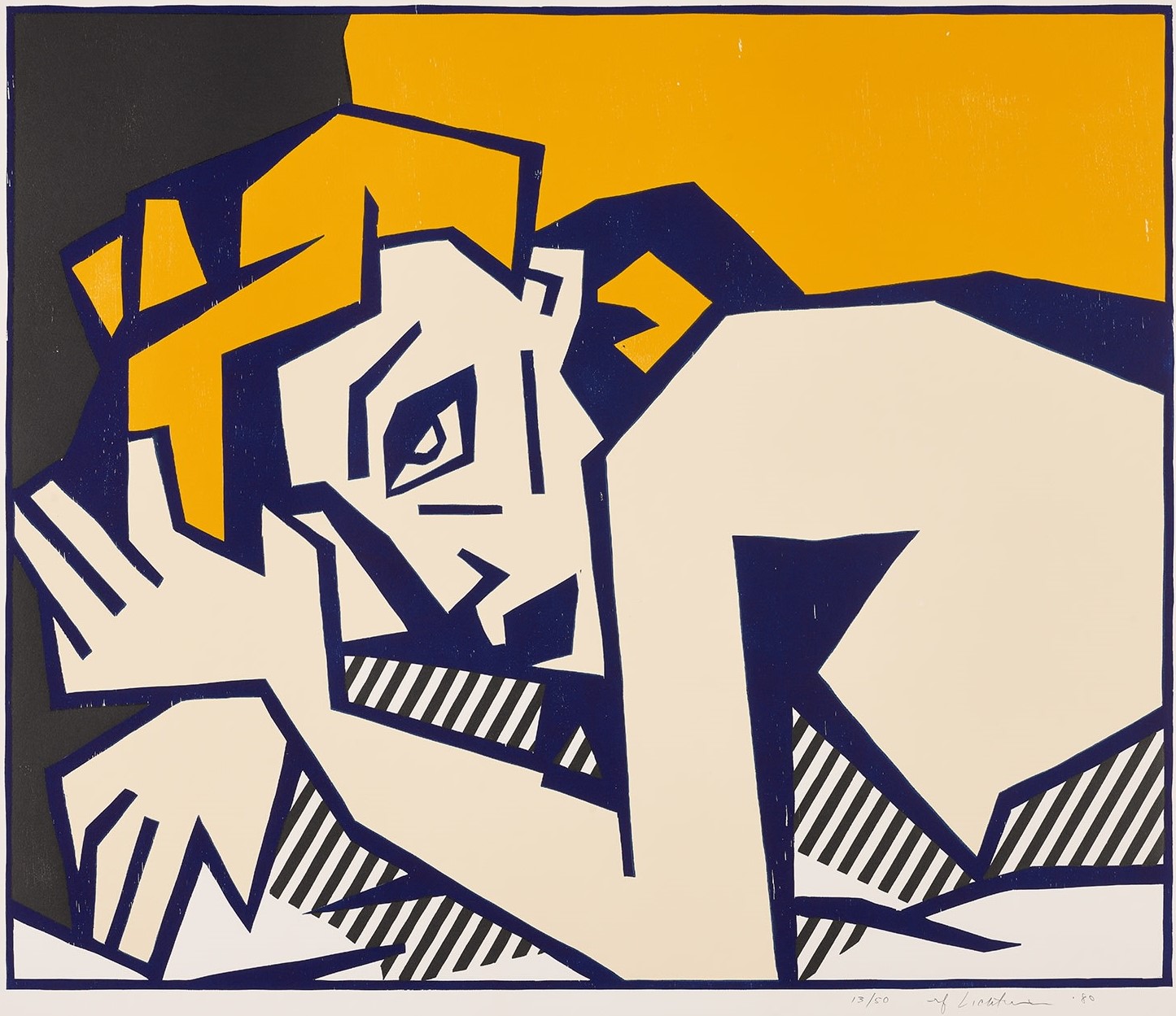 Roy Lichtenstein - Reclining Nude, from Expressionist Woodcut Series (G. 880, C. 172)