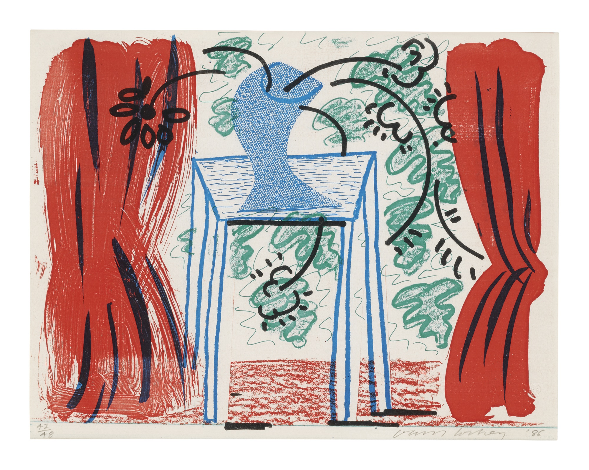 David Hockney - Still Life with Curtains, March 1986 (Museum of Contemporary Art, Tokyo 289)