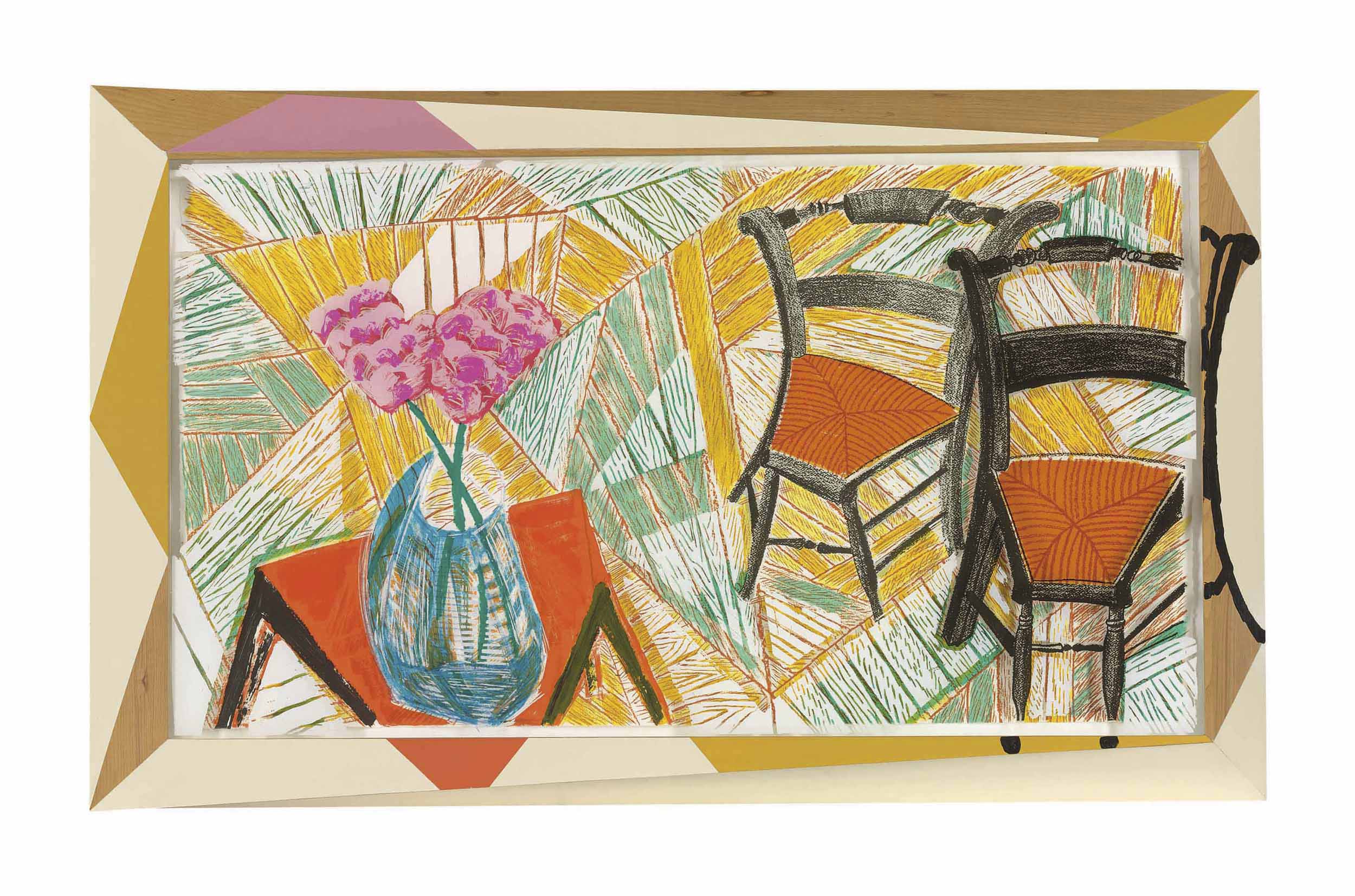 David Hockney - Walking past two Chairs, from: The Moving Focus Series
