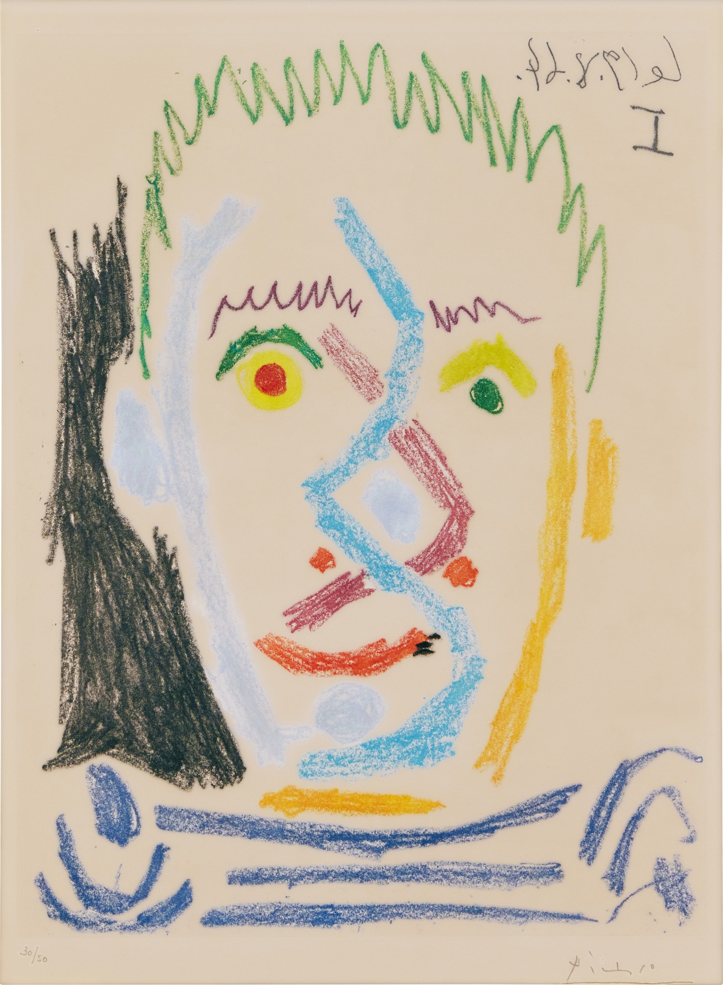 Pablo Picasso - Tête d'homme au maillot rayé (Bloch 1164; Baer 1164)