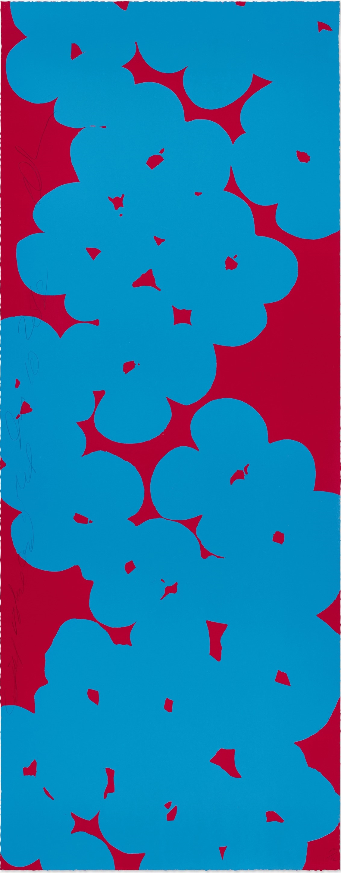 Donald Sultan - Wallflower (Light Blue and Red)