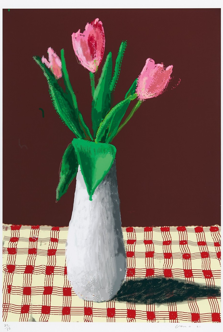 David Hockney - 2nd March 2021, A Closer Look at Some Tulips