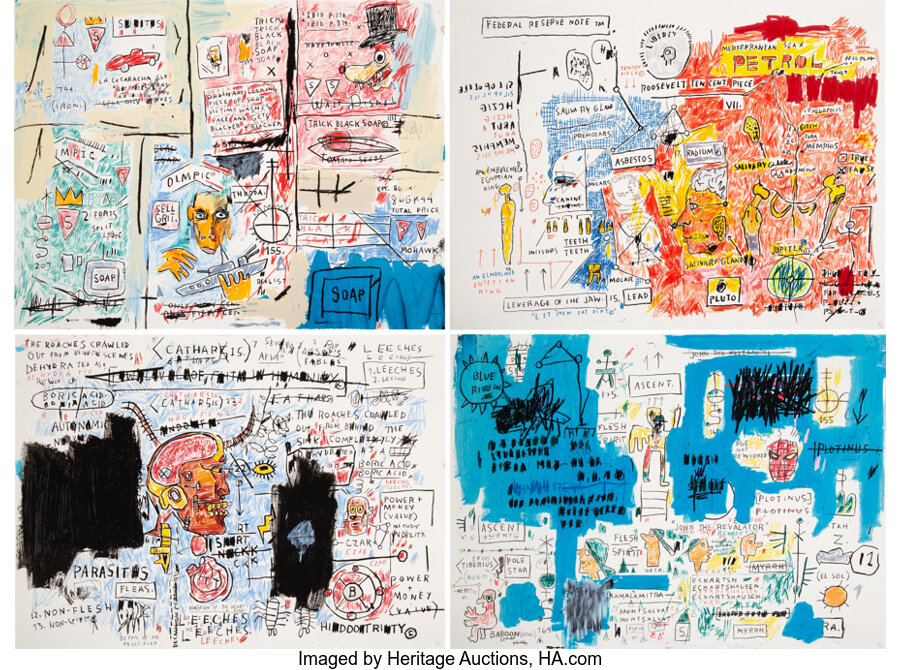 Jean-Michel Basquiat - Ascent, Leeches, Liberty, and Olympic (four works)