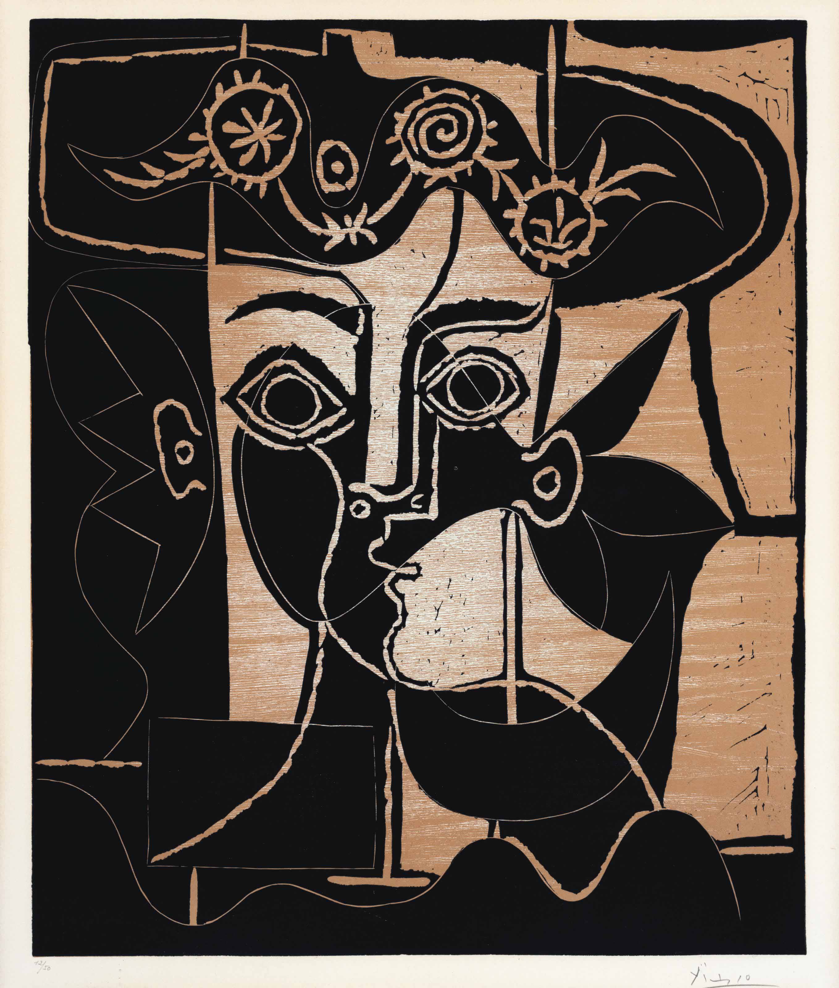 Pablo Picasso - Grande tête de femme au chapeau orné
