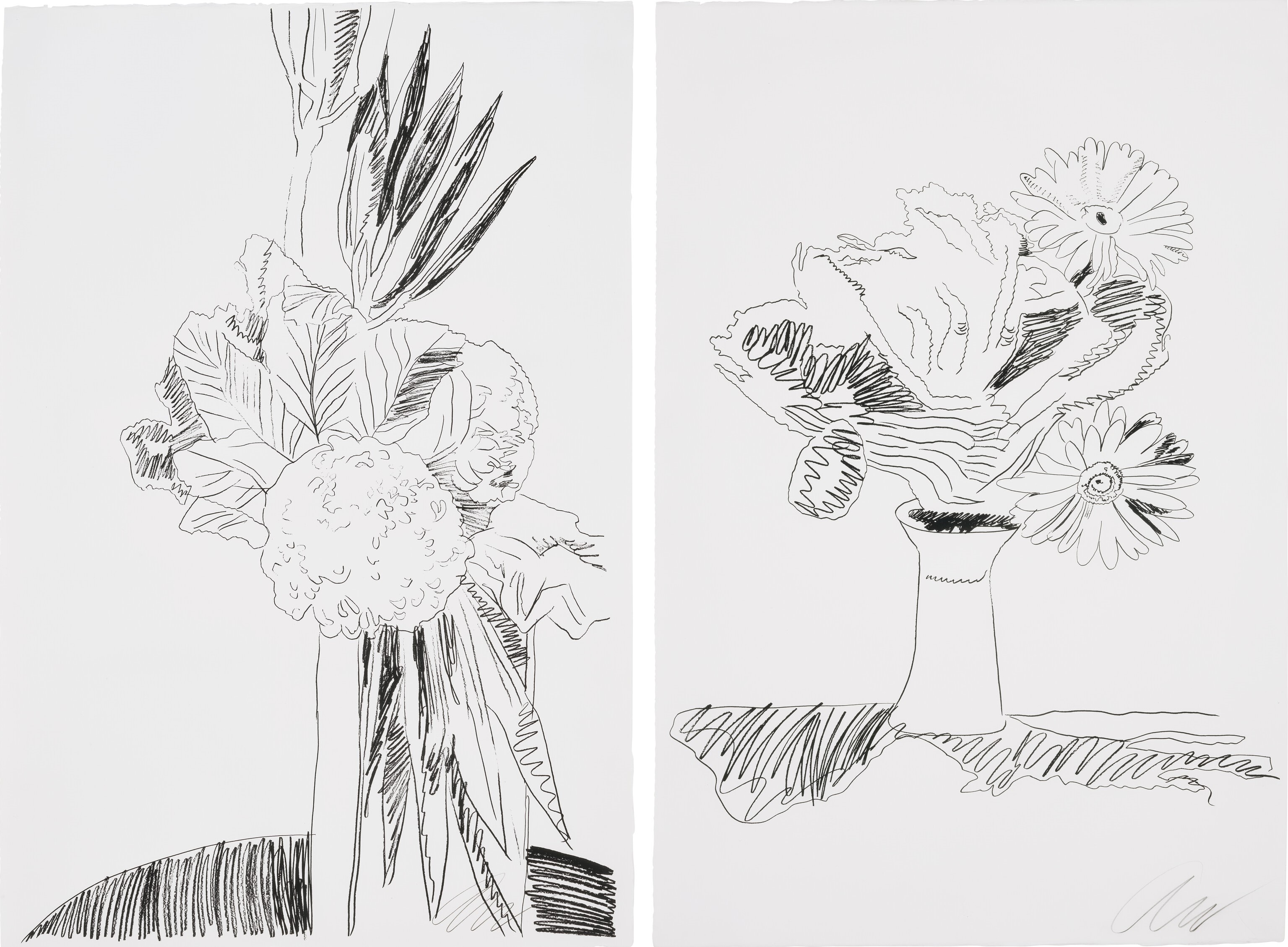Andy Warhol - Flowers (Black and White): two prints