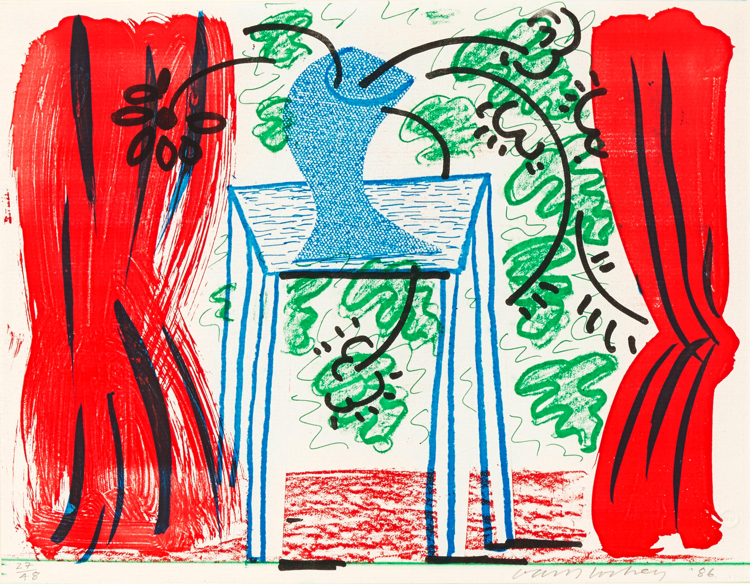 David Hockney - Still Life with Curtains March 1986