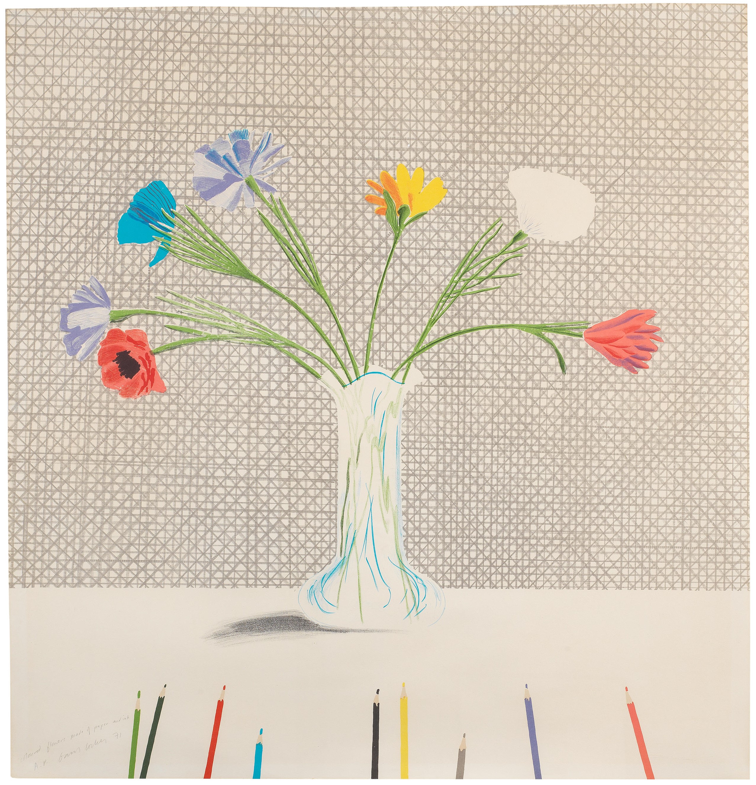 David Hockney - Coloured Flowers made of Paper and Ink