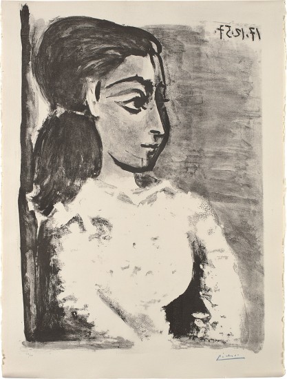 Pablo Picasso - Buste de femme au corsage blanc (Jacqueline de profil) (Bust of a Woman with White Bodice, Jacqueline in P...