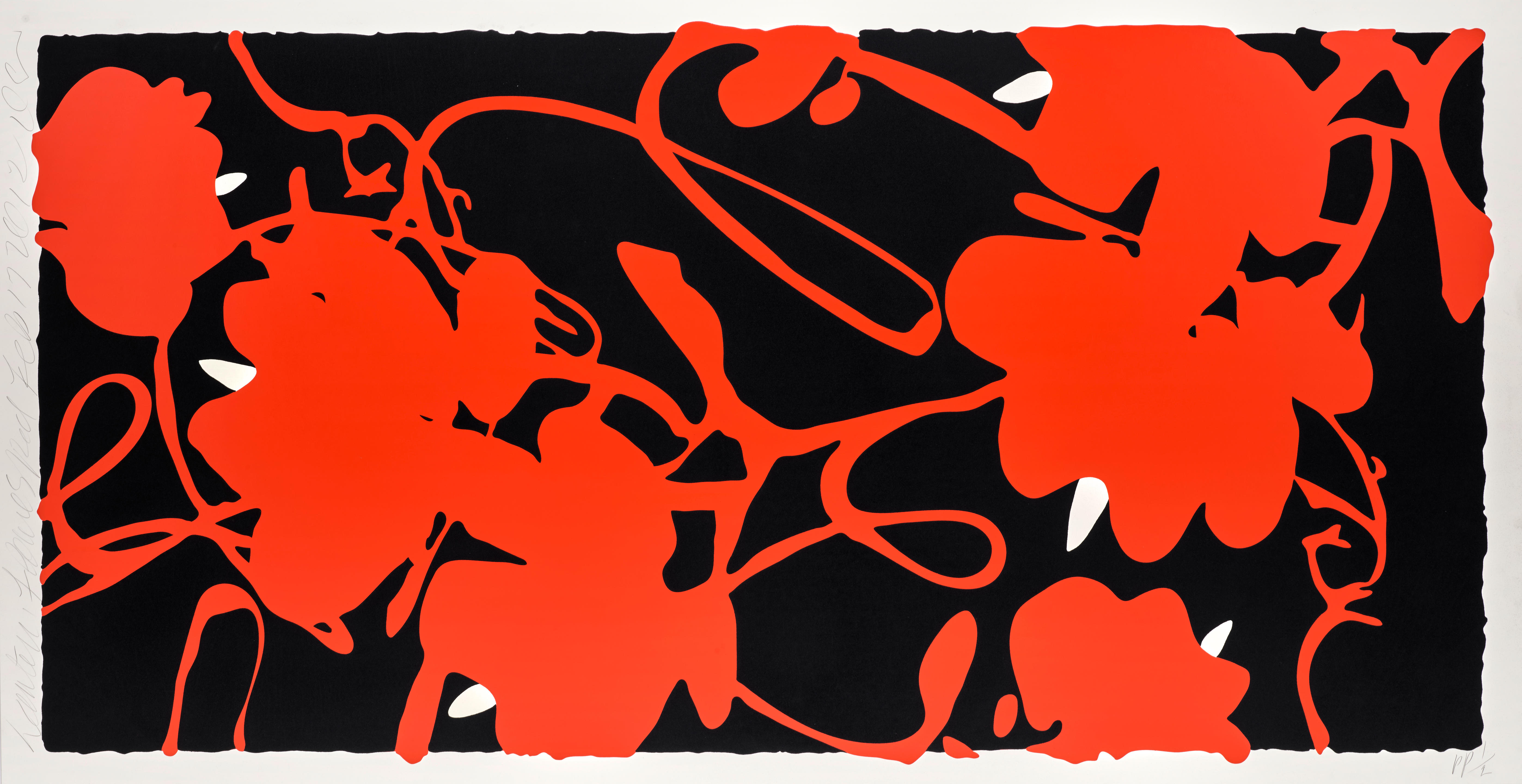 Donald Sultan - Lantern Flowers Red