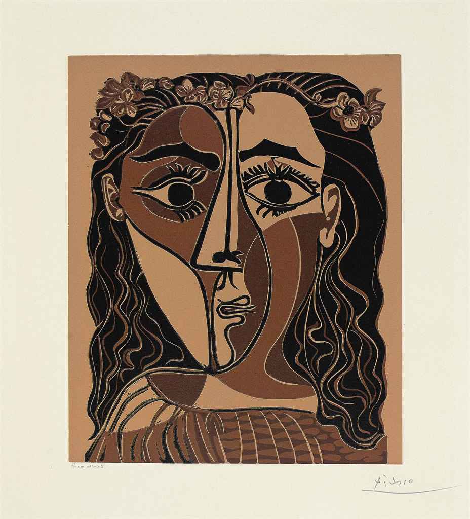 Pablo Picasso - Petite Tête de Femme couronnée de Fleurs