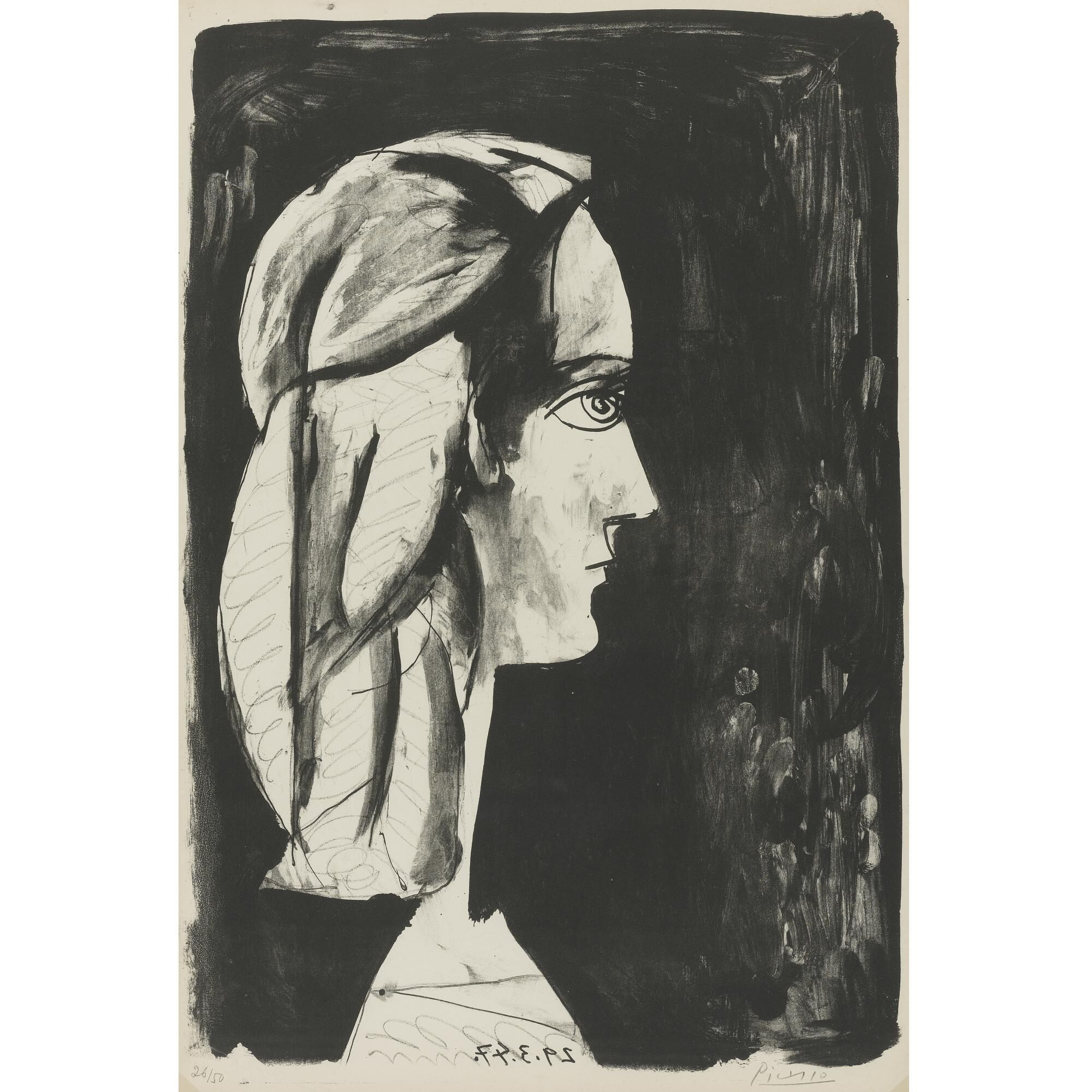 Pablo Picasso - Profil au fond noir
