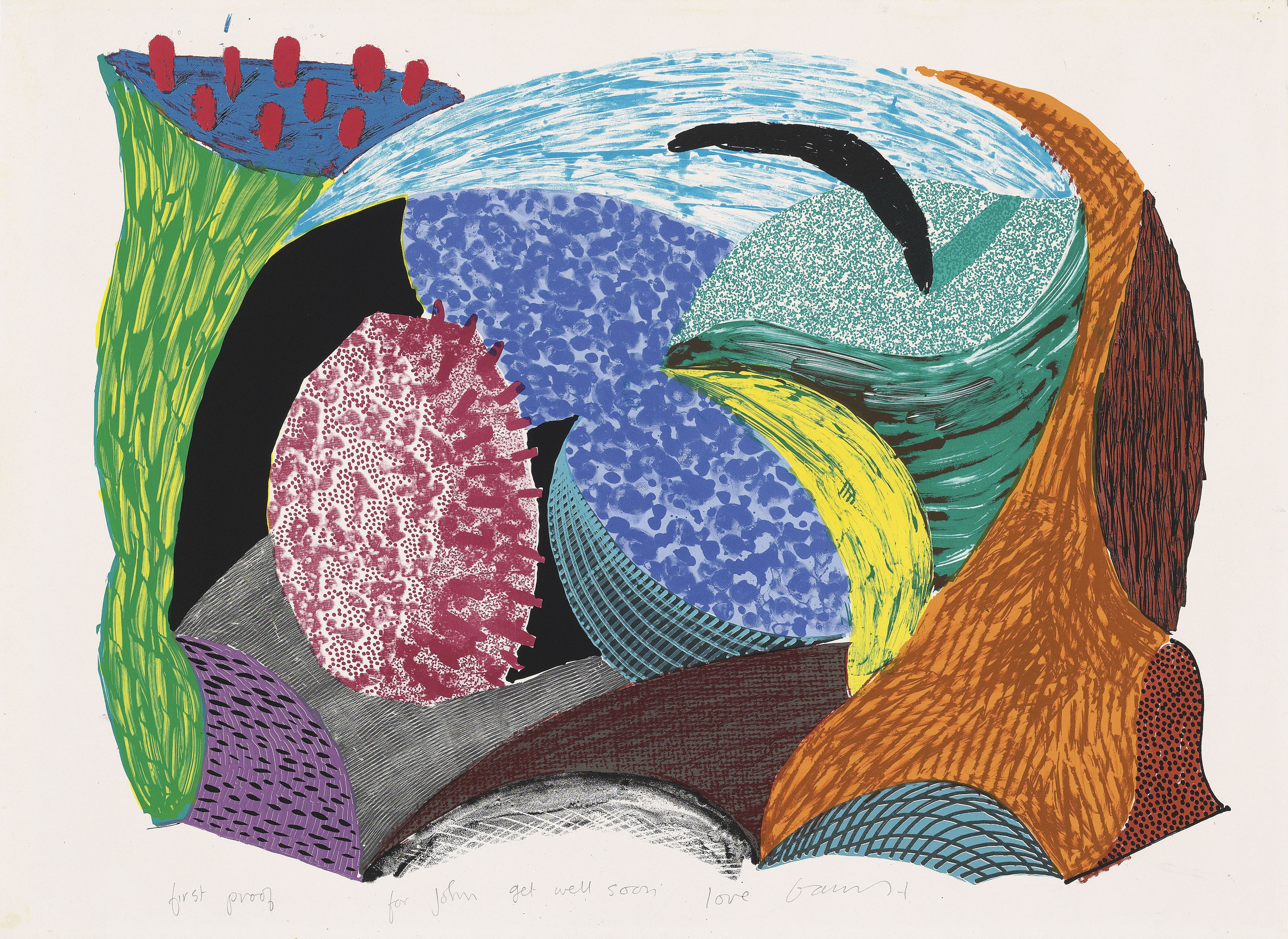 David Hockney - Blue Hang Cliff, from: Some New Prints
