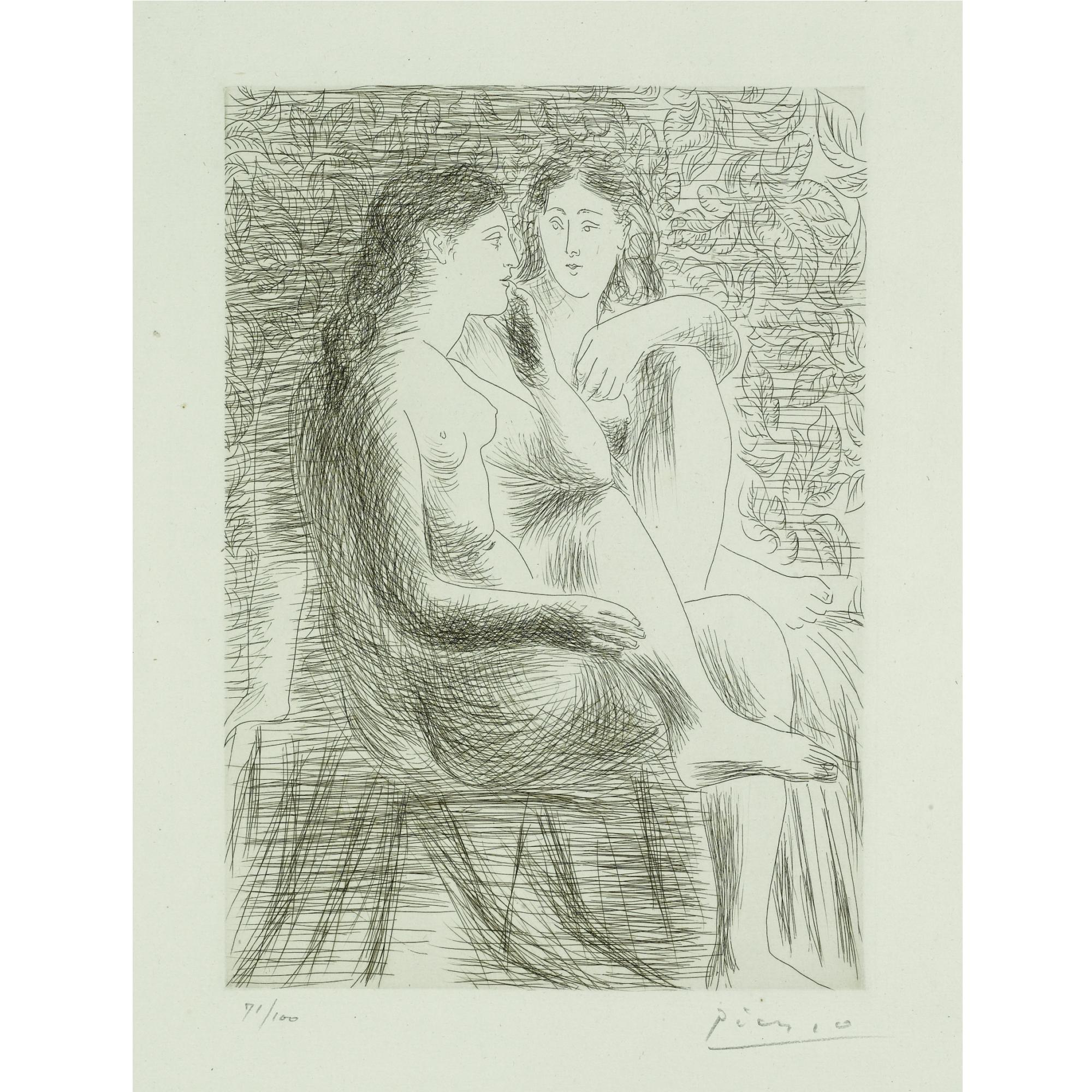 Pablo Picasso - DEUX NUS ASSIS