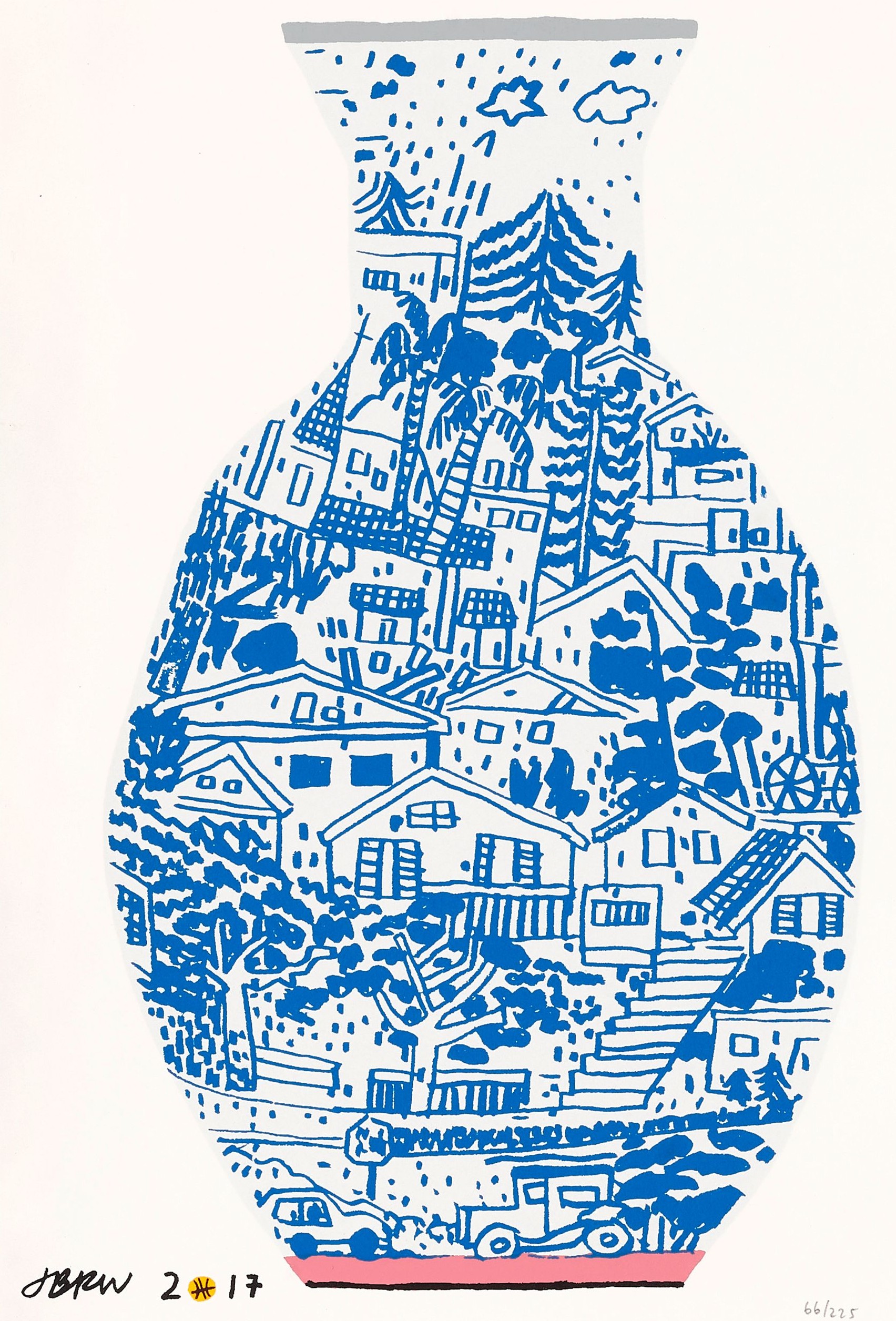 Jonas Wood - Blue Frimkess Landscape Pot, 2017