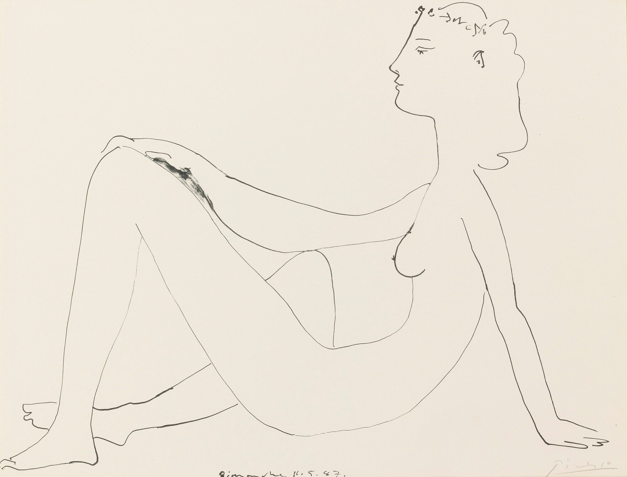 Pablo Picasso - NU ASSIS, DE PROFIL